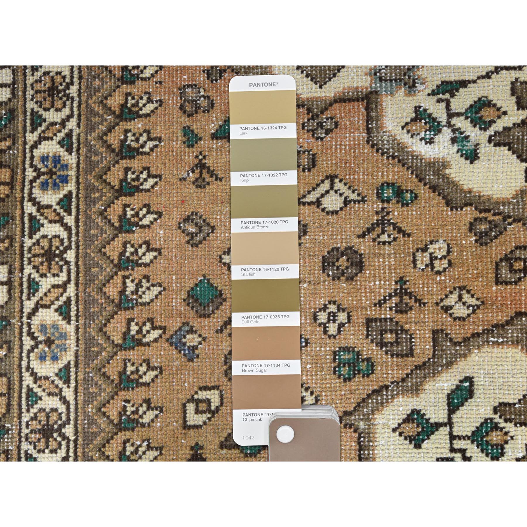 5'x9'7" Mocha Brown, Vintage Persian Bakhtiar Sheared Low, Distressed Look Worn Wool Hand Knotted, Wide Runner Oriental Rug Sh61921