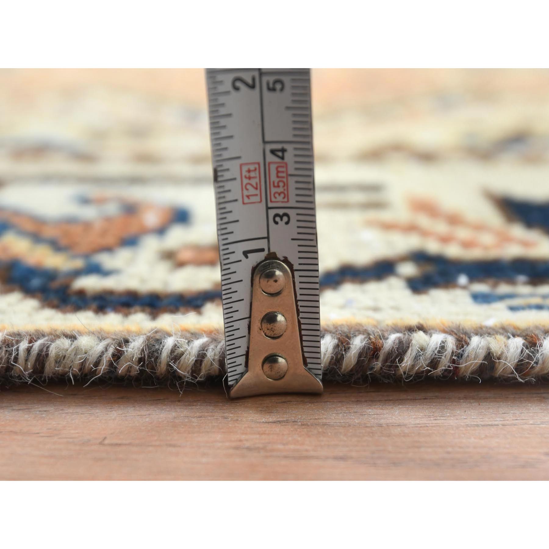 5'x9'8" Hazelnut Brown, Hand Knotted Vintage Persian Bakhtiar with Small Animal Figurines, Cropped Thin Distressed Look Worn Wool, Wide Runner Oriental Rug Sh61922