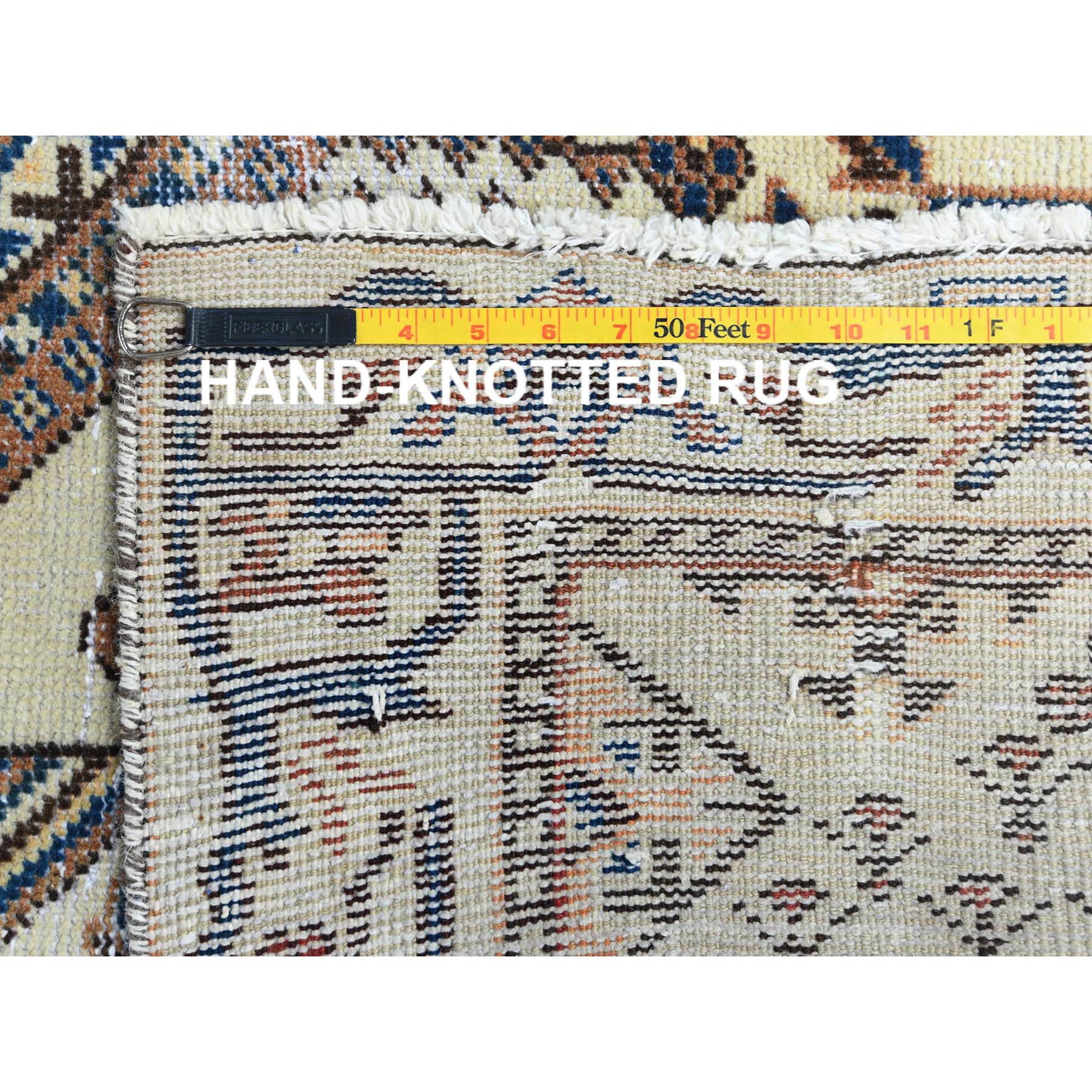 5'x9'8" Hazelnut Brown, Hand Knotted Vintage Persian Bakhtiar with Small Animal Figurines, Cropped Thin Distressed Look Worn Wool, Wide Runner Oriental Rug Sh61922