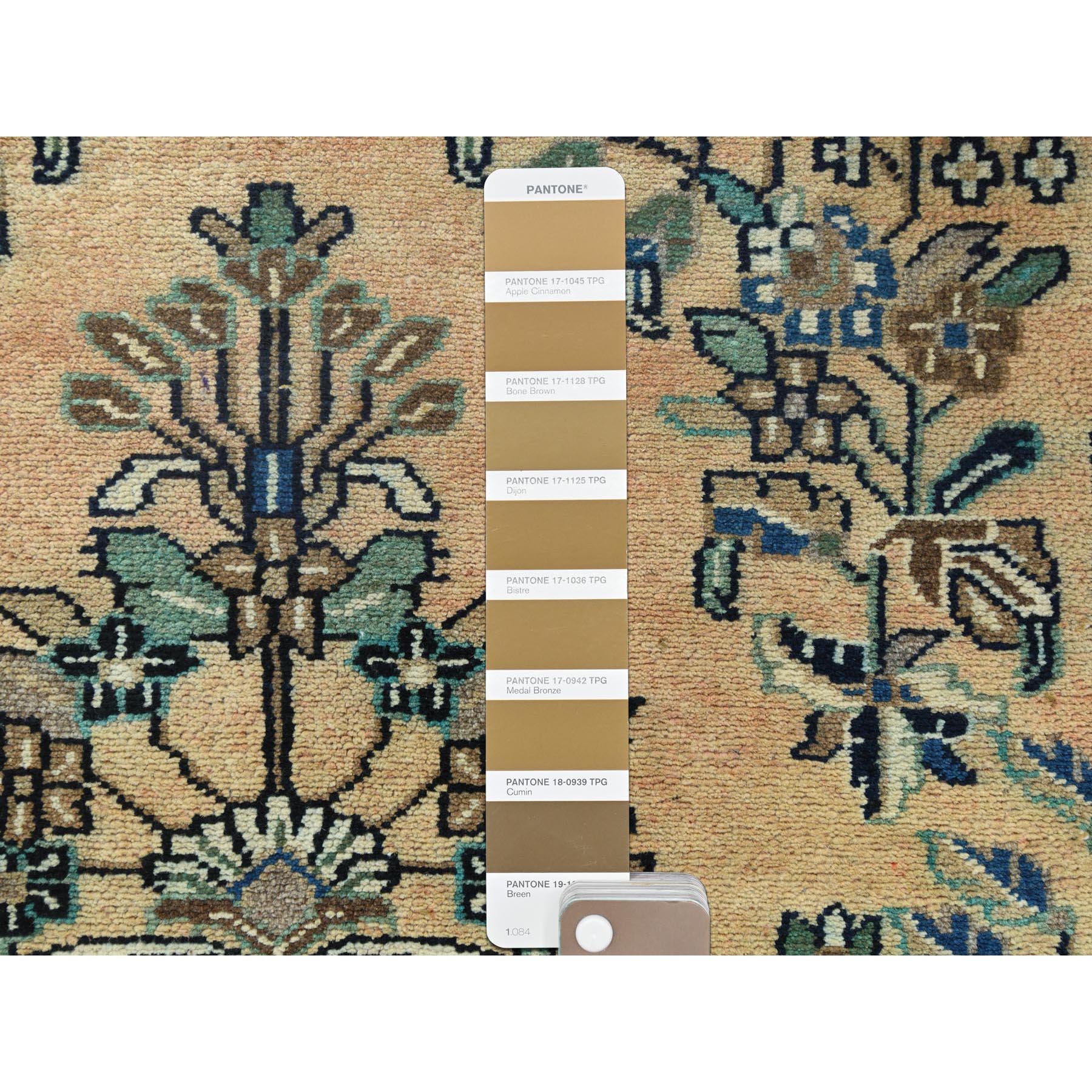 3'5"x10'1" Vanilla Cream, Vintage Persian Lilahan Cropped Thin, Distressed Look Worn Wool Hand Knotted, Wide Runner Oriental Rug Sh61944