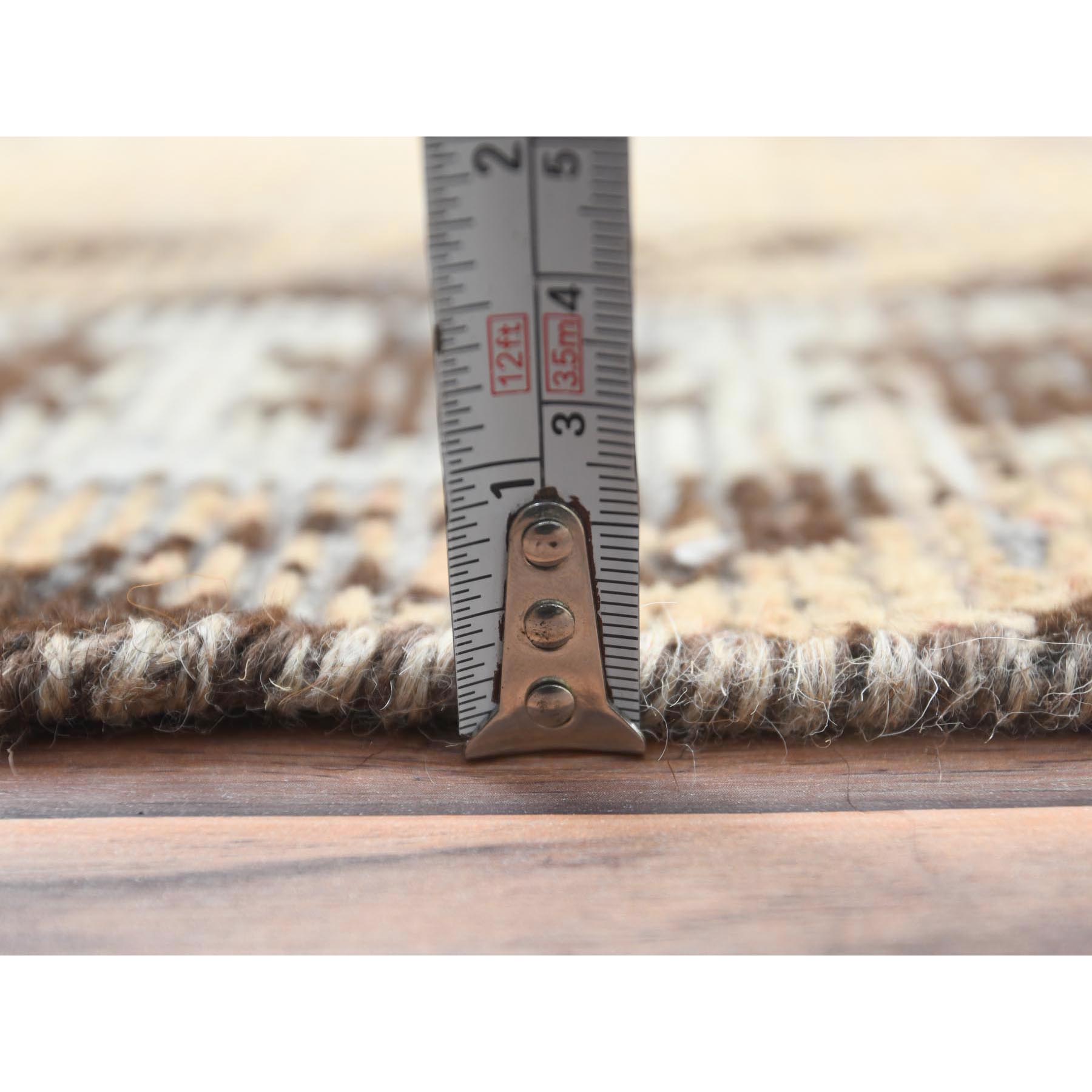 3'10"x6' Beige, Sheared Low Distressed Look Worn Wool, Hand Knotted Vintage Persian Shiraz, Oriental Rug Sh61951