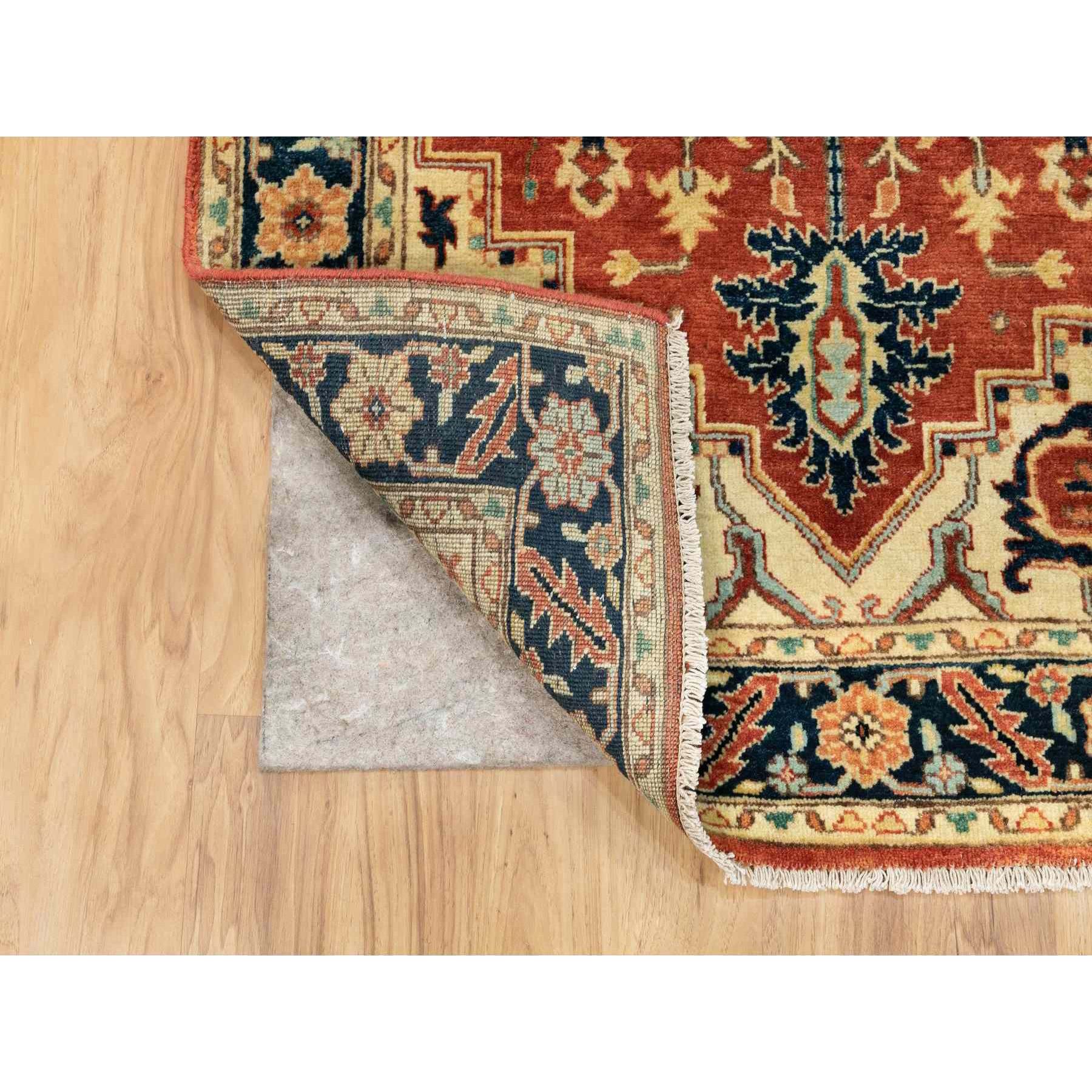 3'1"x5'2" Soft And Supple Wool Red Antiqued Heriz Re-Creation Hand Knotted Oriental Rug Sh62018