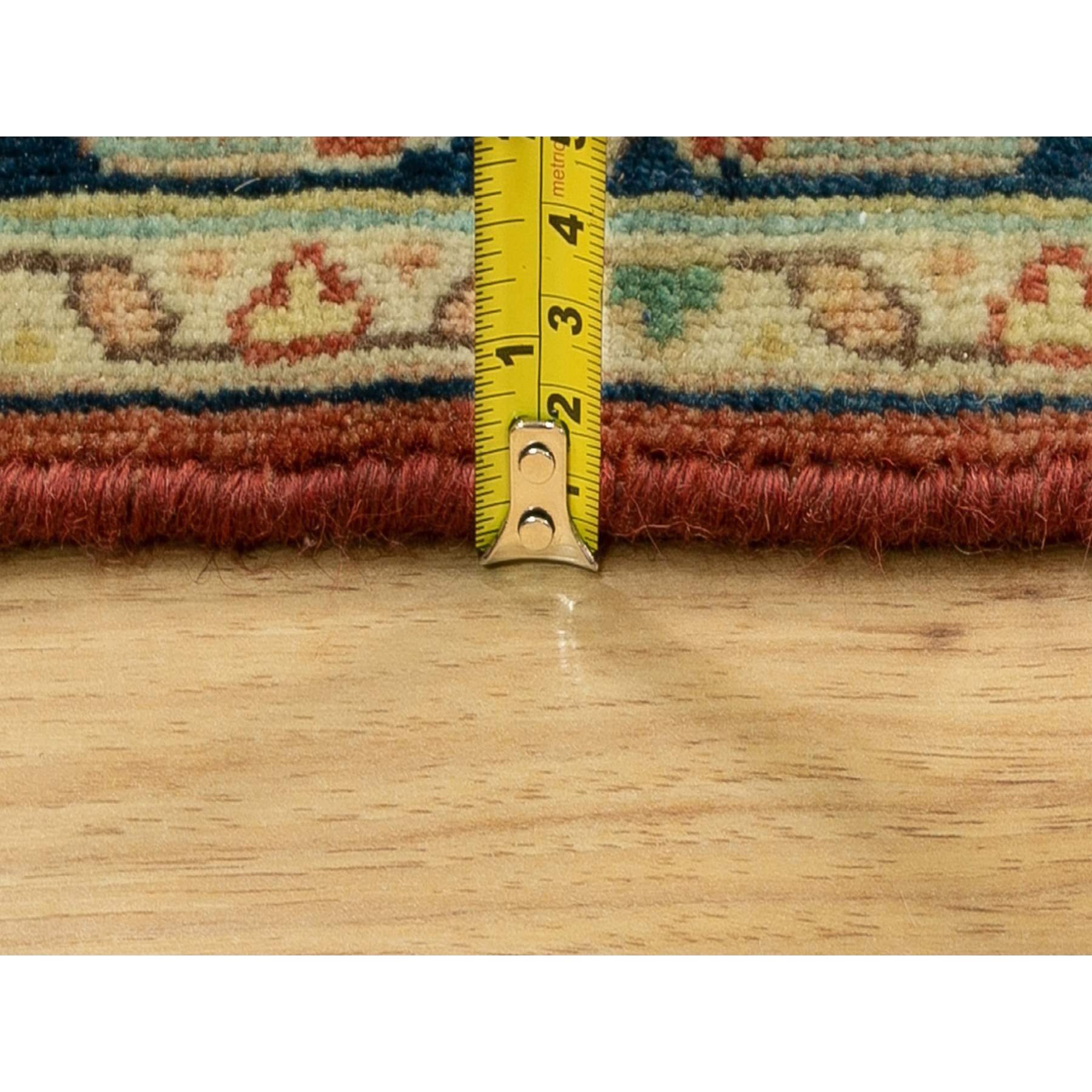 4'1"x6' Hand Knotted Red Antiqued Heriz Re-Creation Geometric Design Pure Wool Oriental Rug Sh62021