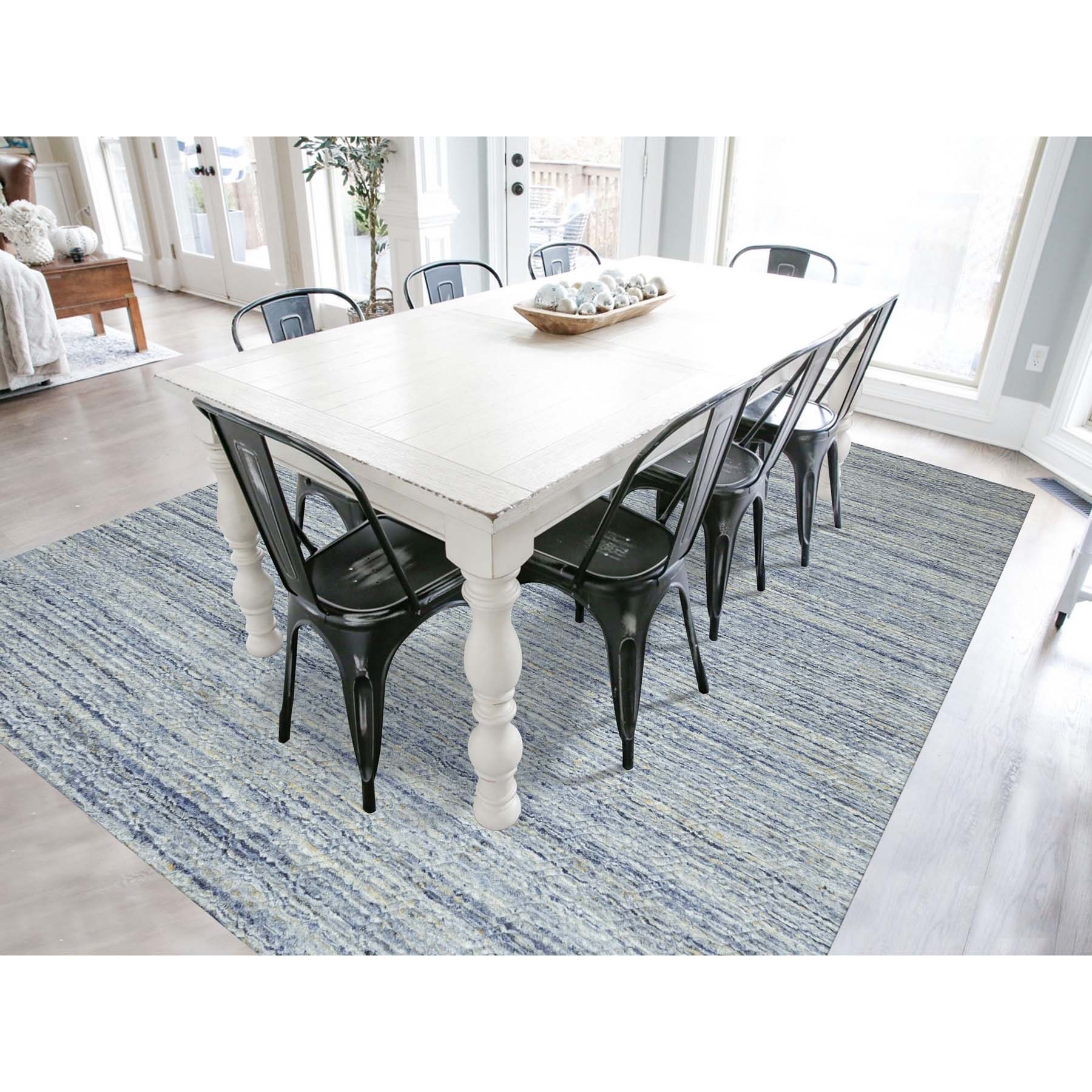 9'x11'10" Ivory Hand Loomed Variegated Textured Design Organic Wool Transitional Oriental Rug Sh62063