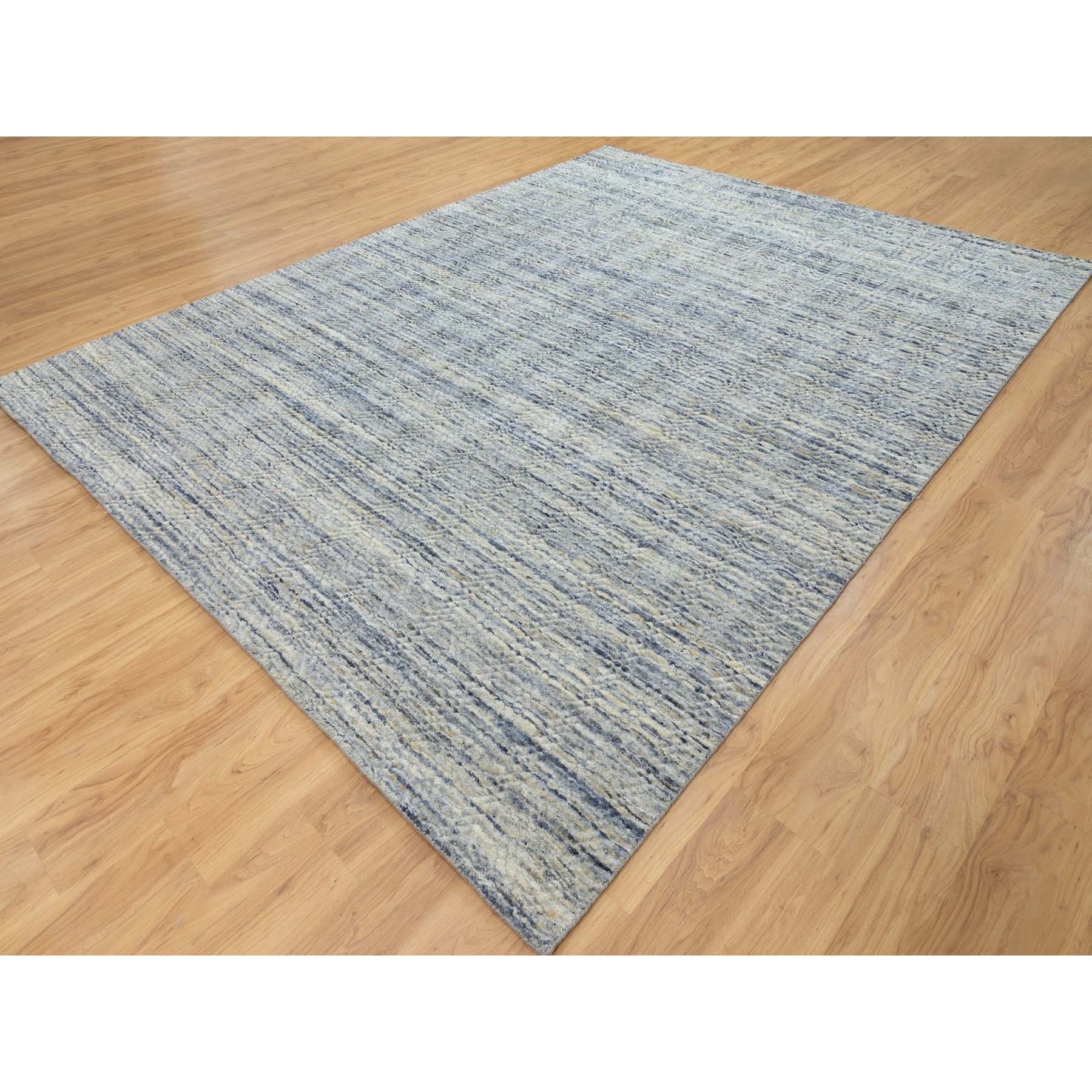 9'x11'10" Ivory Hand Loomed Variegated Textured Design Organic Wool Transitional Oriental Rug Sh62063
