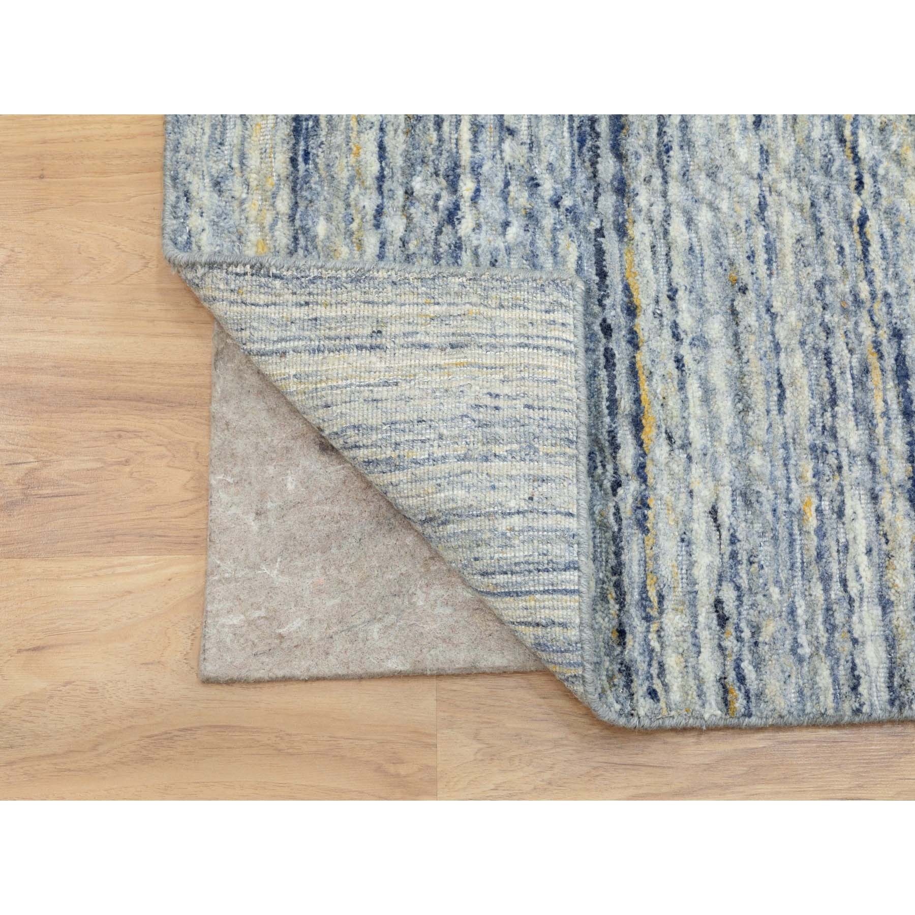 9'x11'10" Ivory Hand Loomed Variegated Textured Design Organic Wool Transitional Oriental Rug Sh62063