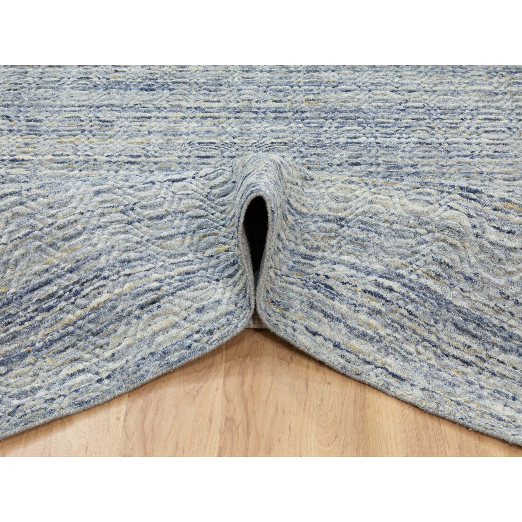 9'x11'10" Ivory Hand Loomed Variegated Textured Design Organic Wool Transitional Oriental Rug Sh62063