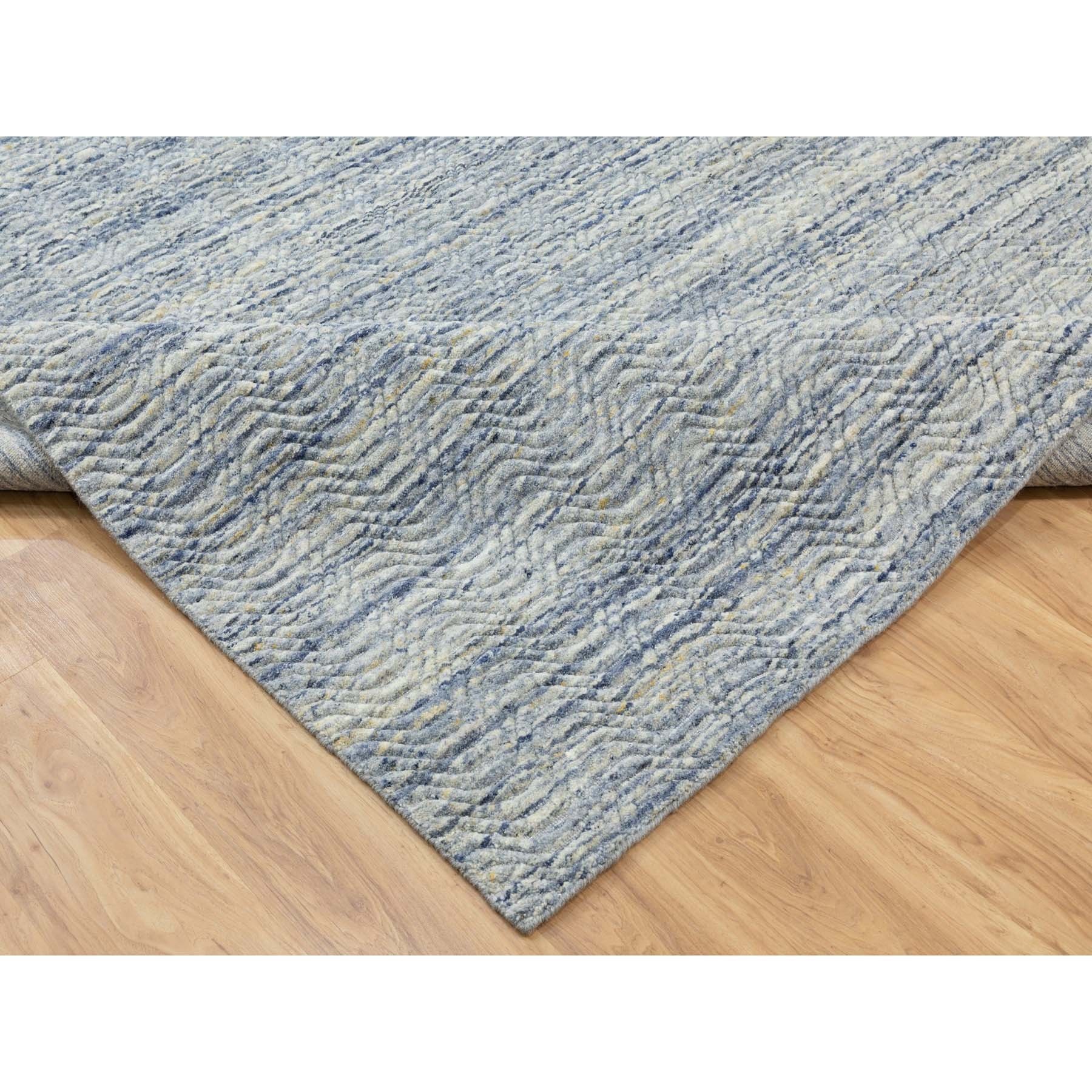 9'x11'10" Ivory Hand Loomed Variegated Textured Design Organic Wool Transitional Oriental Rug Sh62063