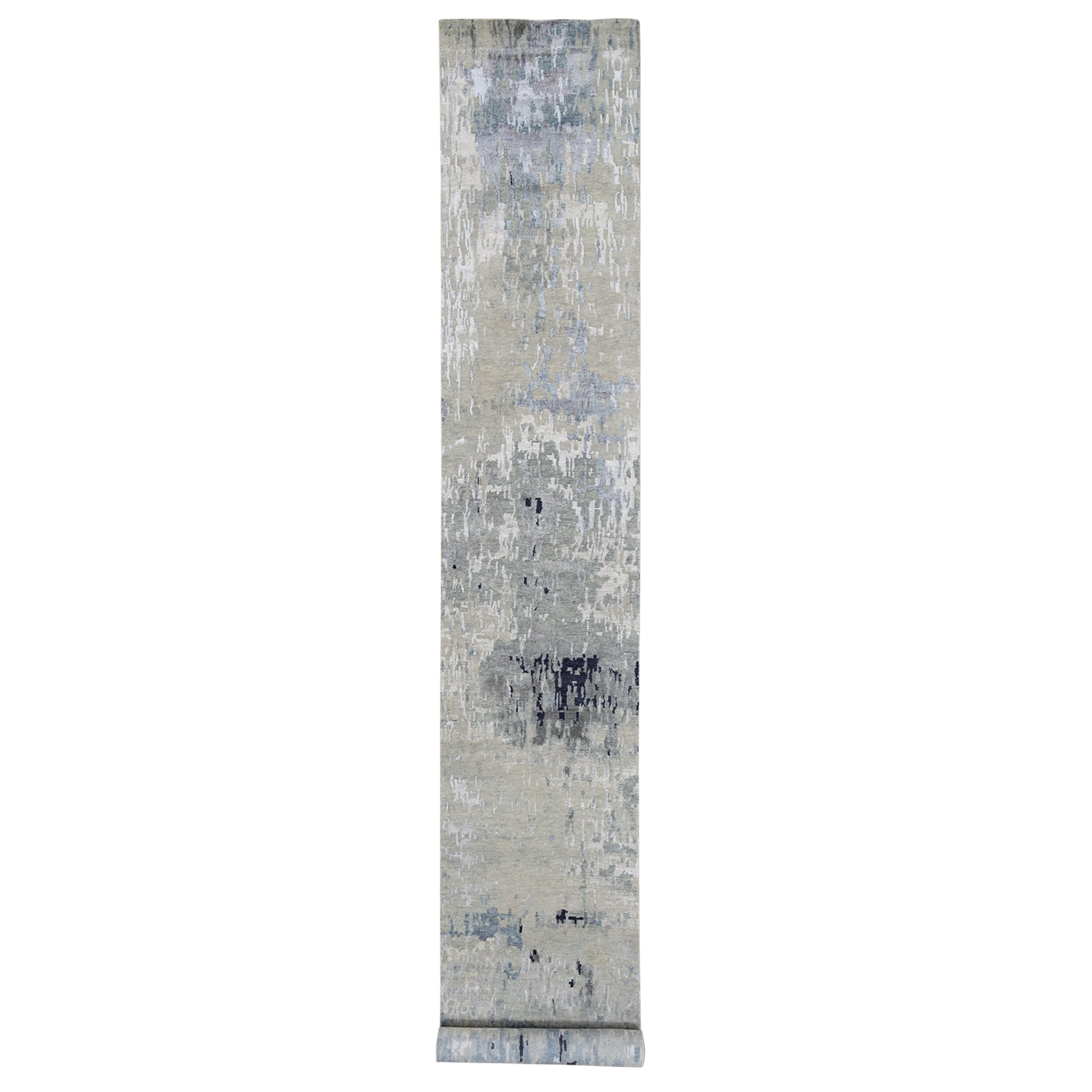 Mid Century Modern Collection Hand Knotted Grey Rug No: 1124354