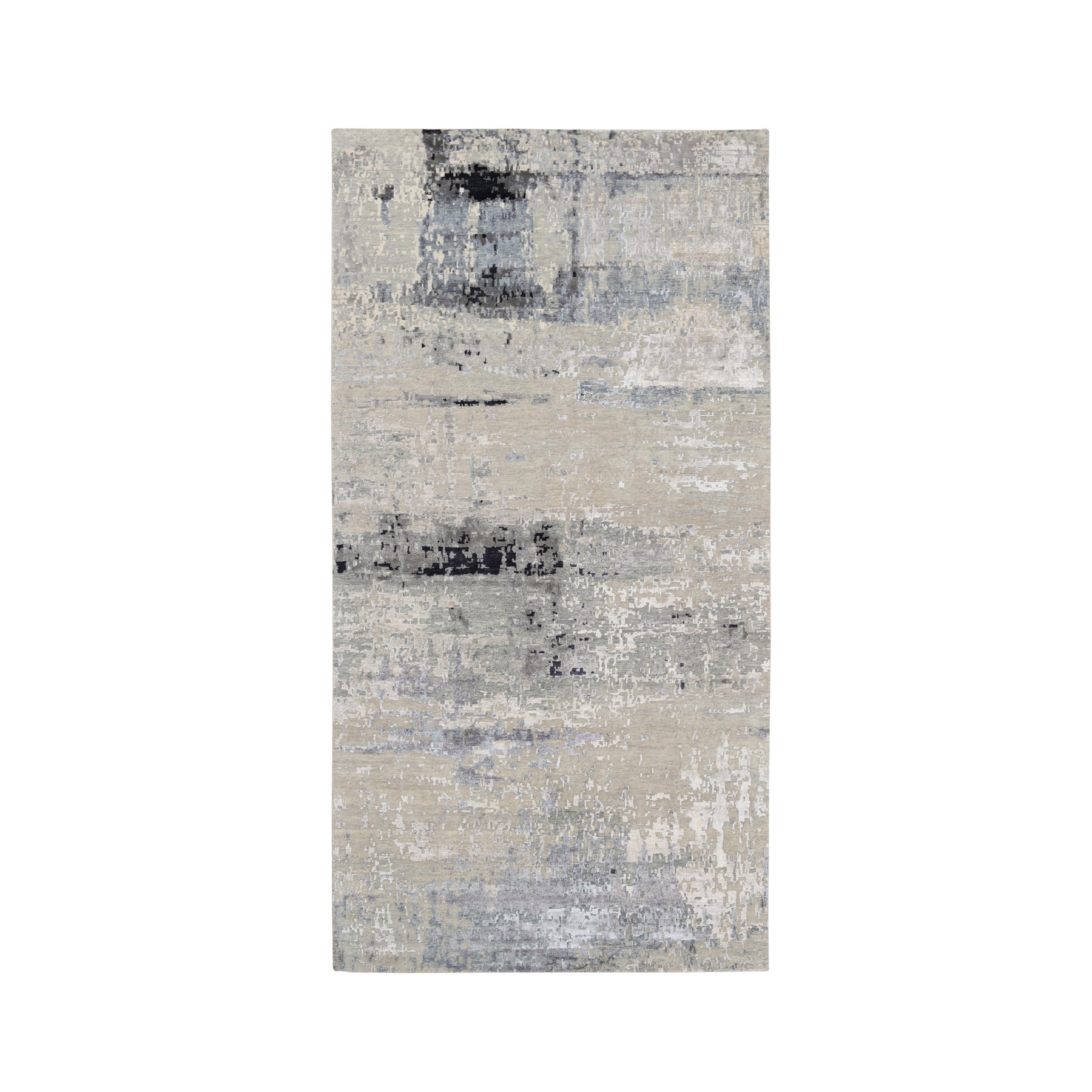 Mid Century Modern Collection Hand Knotted Grey Rug No: 1124360