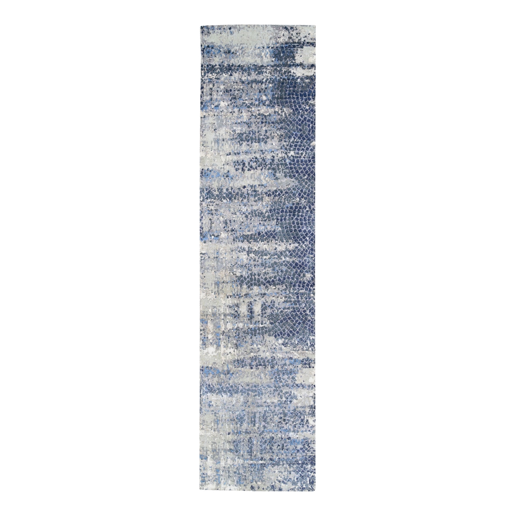 Mid Century Modern Collection Hand Knotted Blue Rug No: 1124524