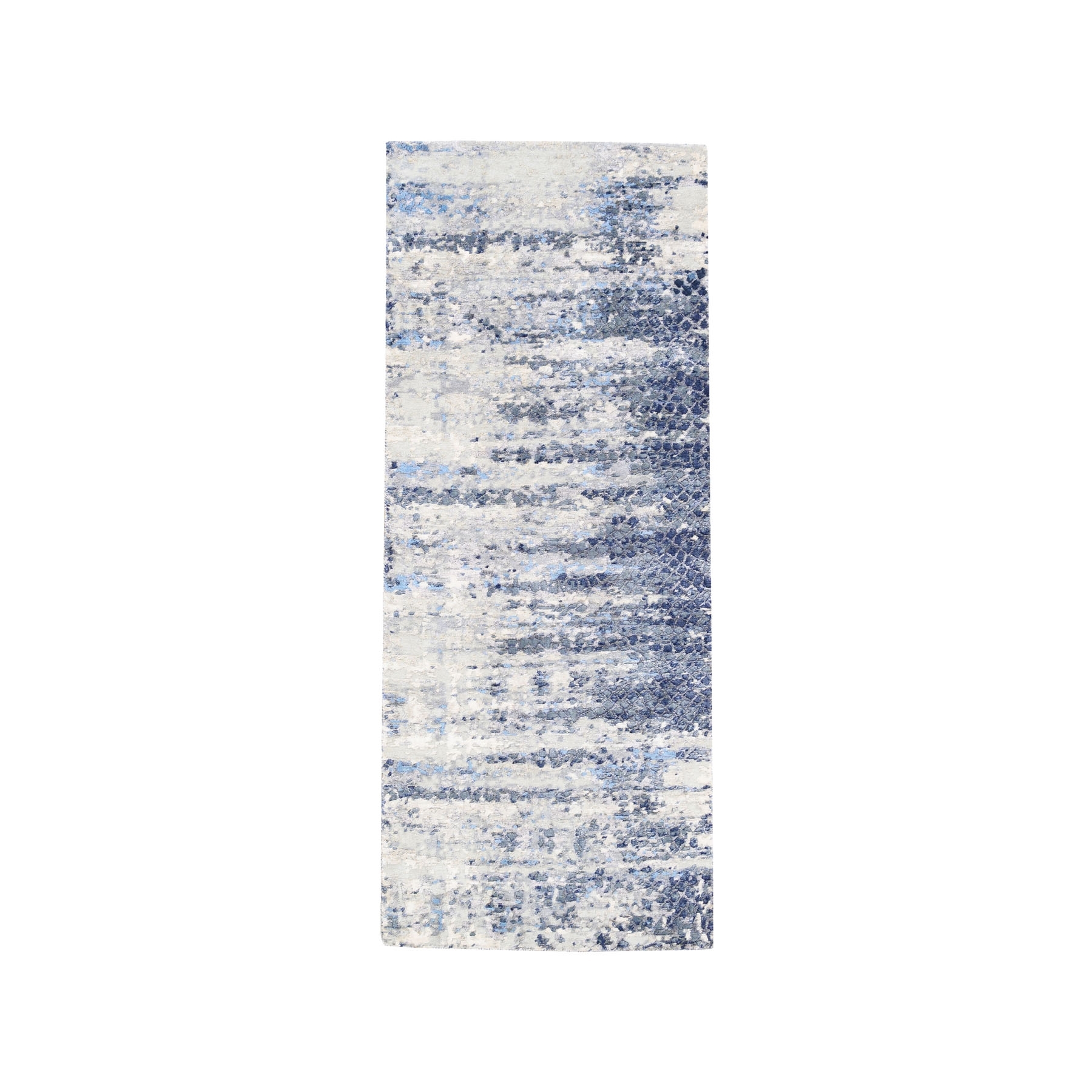 Mid Century Modern Collection Hand Knotted Blue Rug No: 1124528