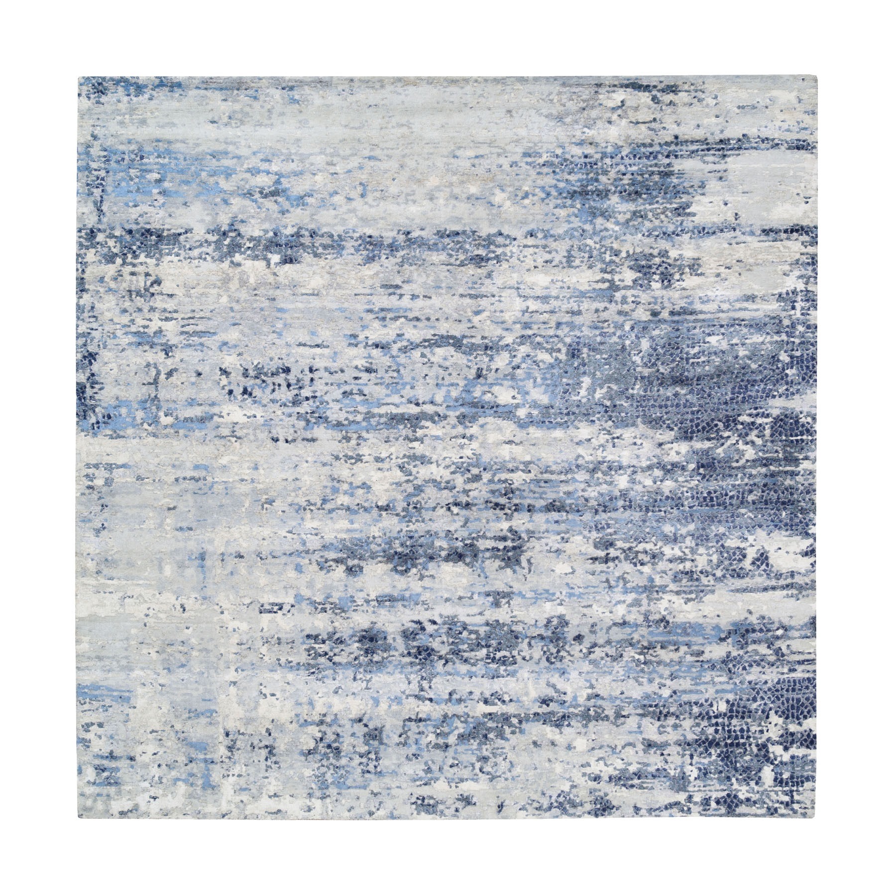 Mid Century Modern Collection Hand Knotted Blue Rug No: 1124530