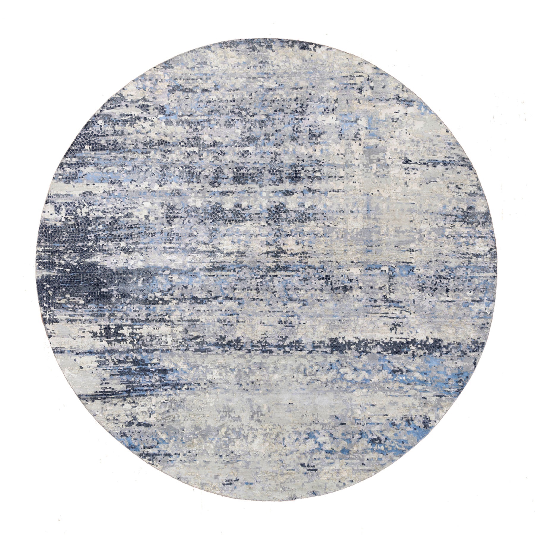 Mid Century Modern Collection Hand Knotted Blue Rug No: 1124532