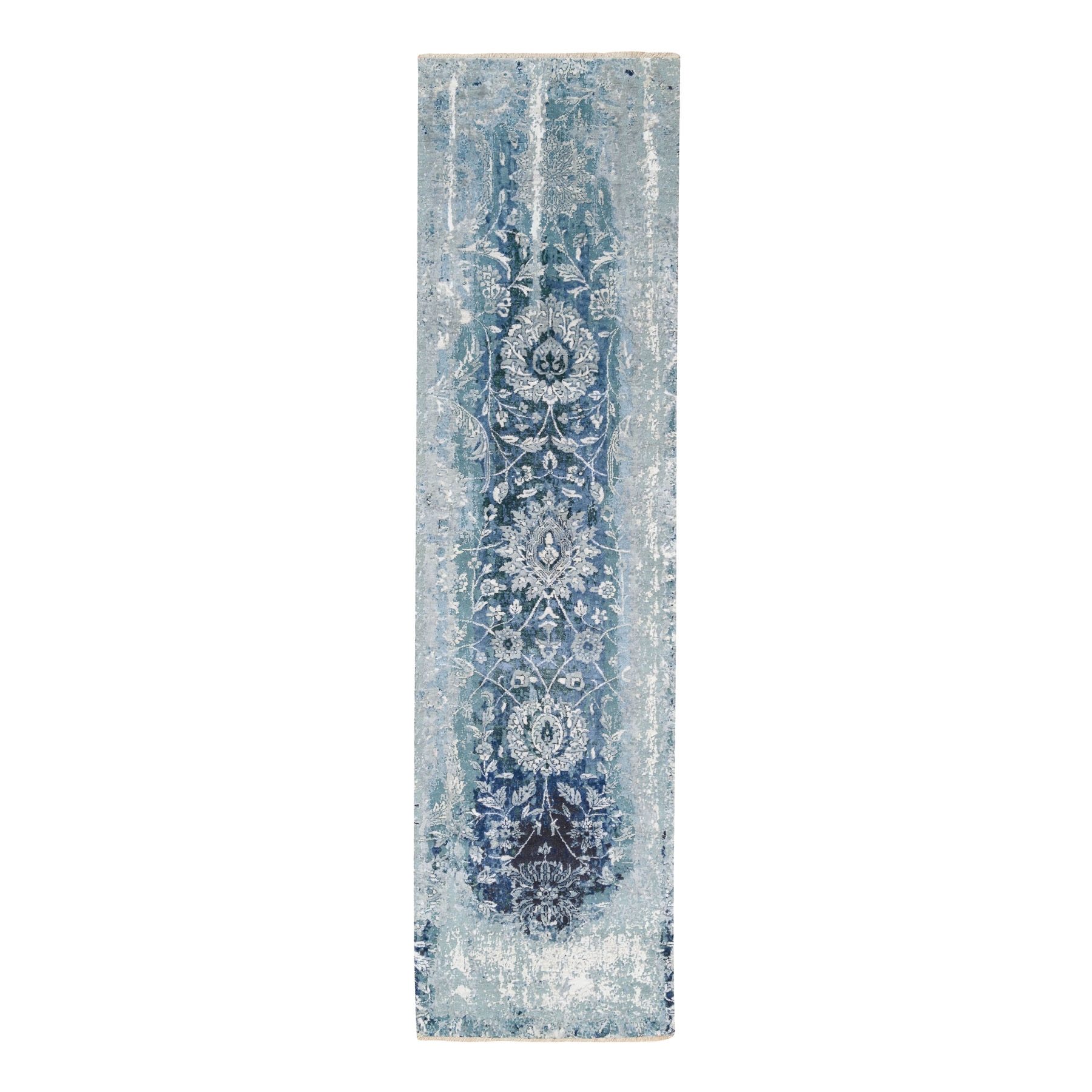 Transitional Hand Knotted Blue Rug No: 1124538
