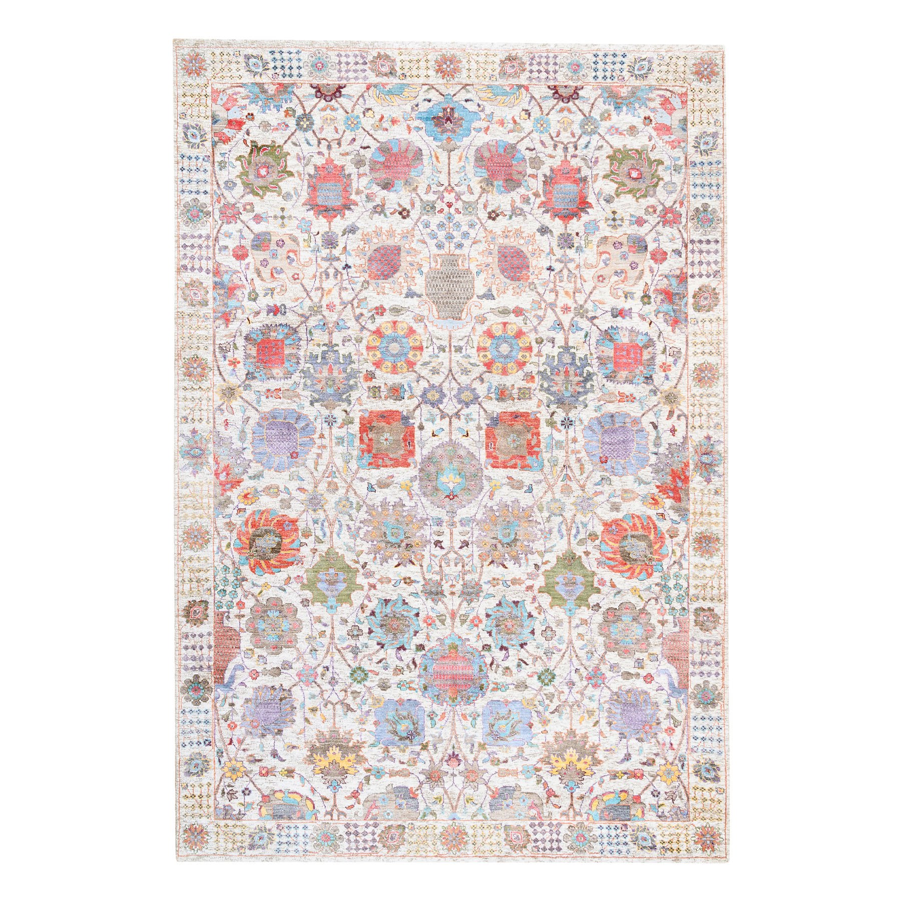 Transitional Hand Knotted Ivory Rug No: 1124566
