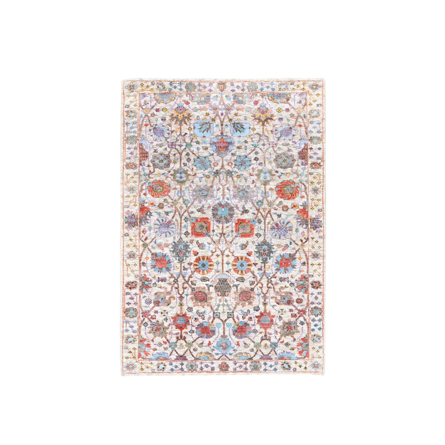Transitional Hand Knotted Ivory Rug No: 1124590