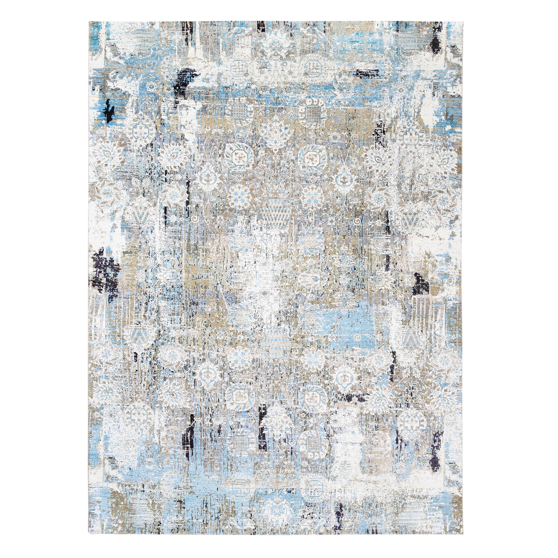 Transitional Hand Knotted Grey Rug No: 1124608