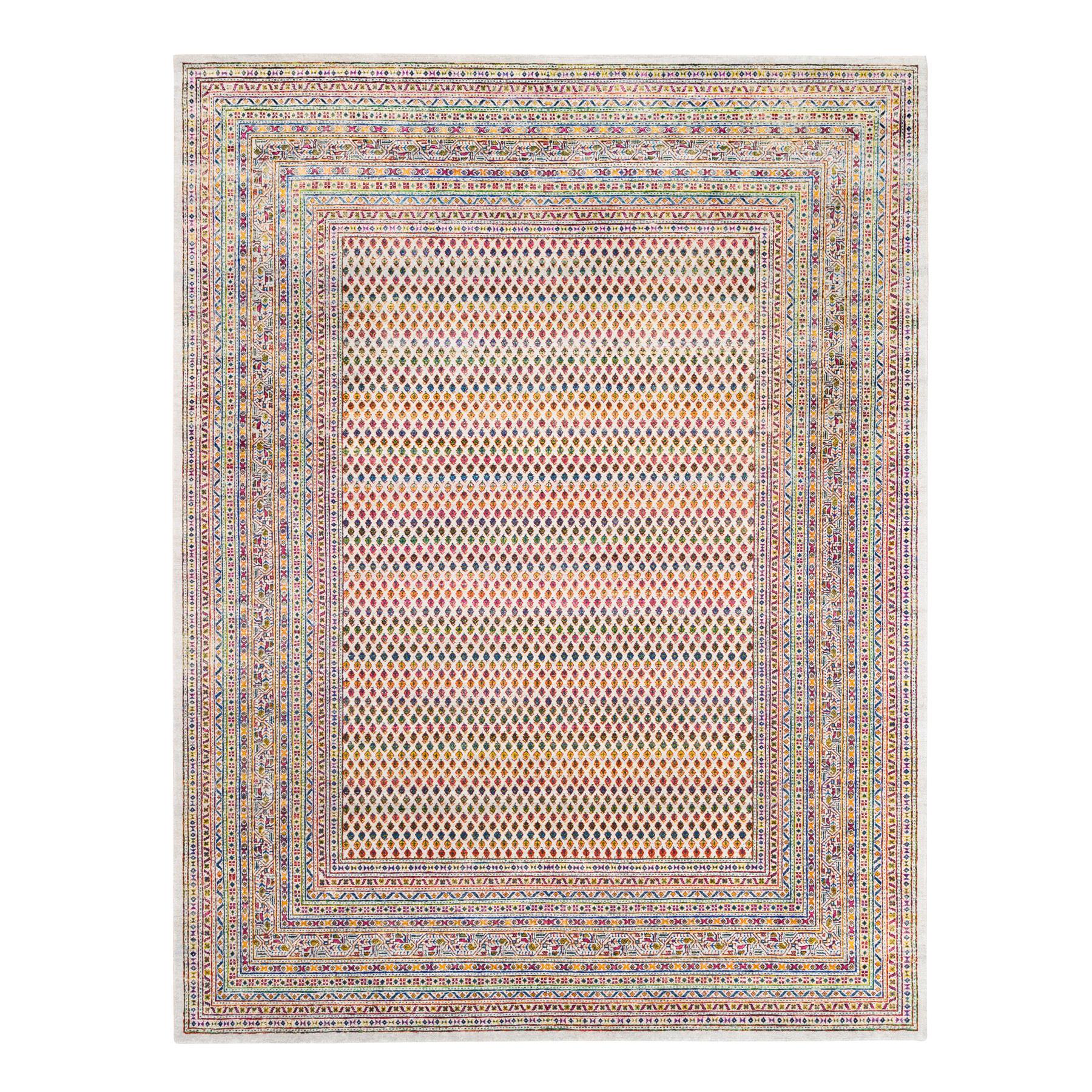 Mid Century Modern Collection Hand Knotted Beige Rug No: 1124612