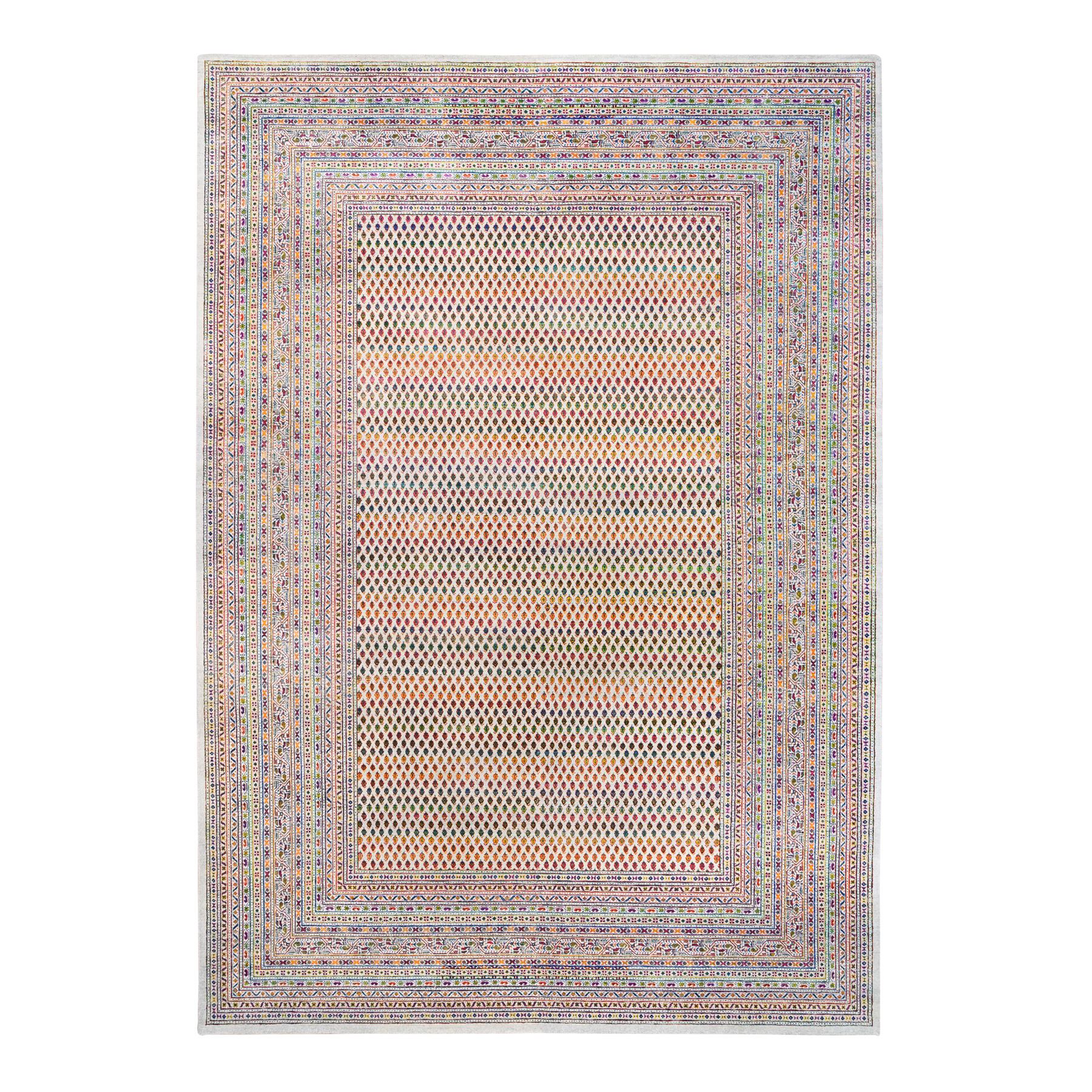 Mid Century Modern Collection Hand Knotted Beige Rug No: 1124618