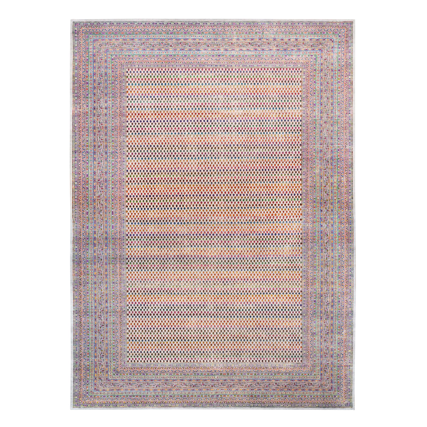 Mid Century Modern Collection Hand Knotted Beige Rug No: 1124624
