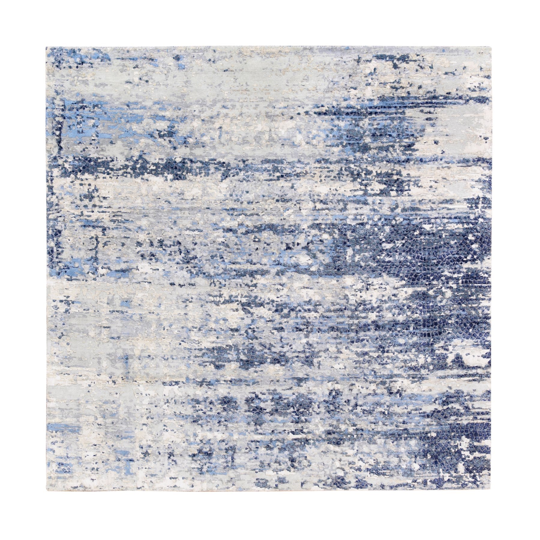Mid Century Modern Collection Hand Knotted Blue Rug No: 1124706