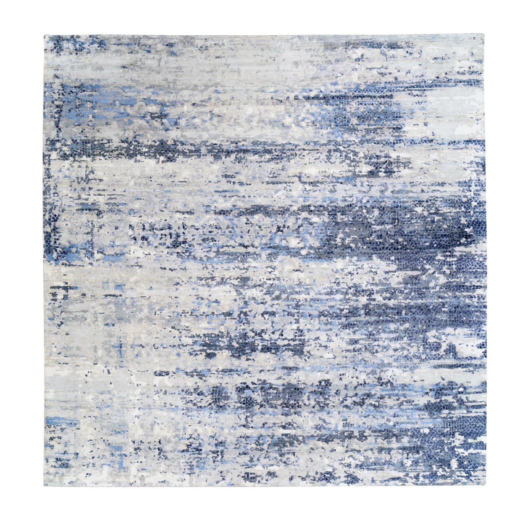 Mid Century Modern Collection Hand Knotted Blue Rug No: 1124714