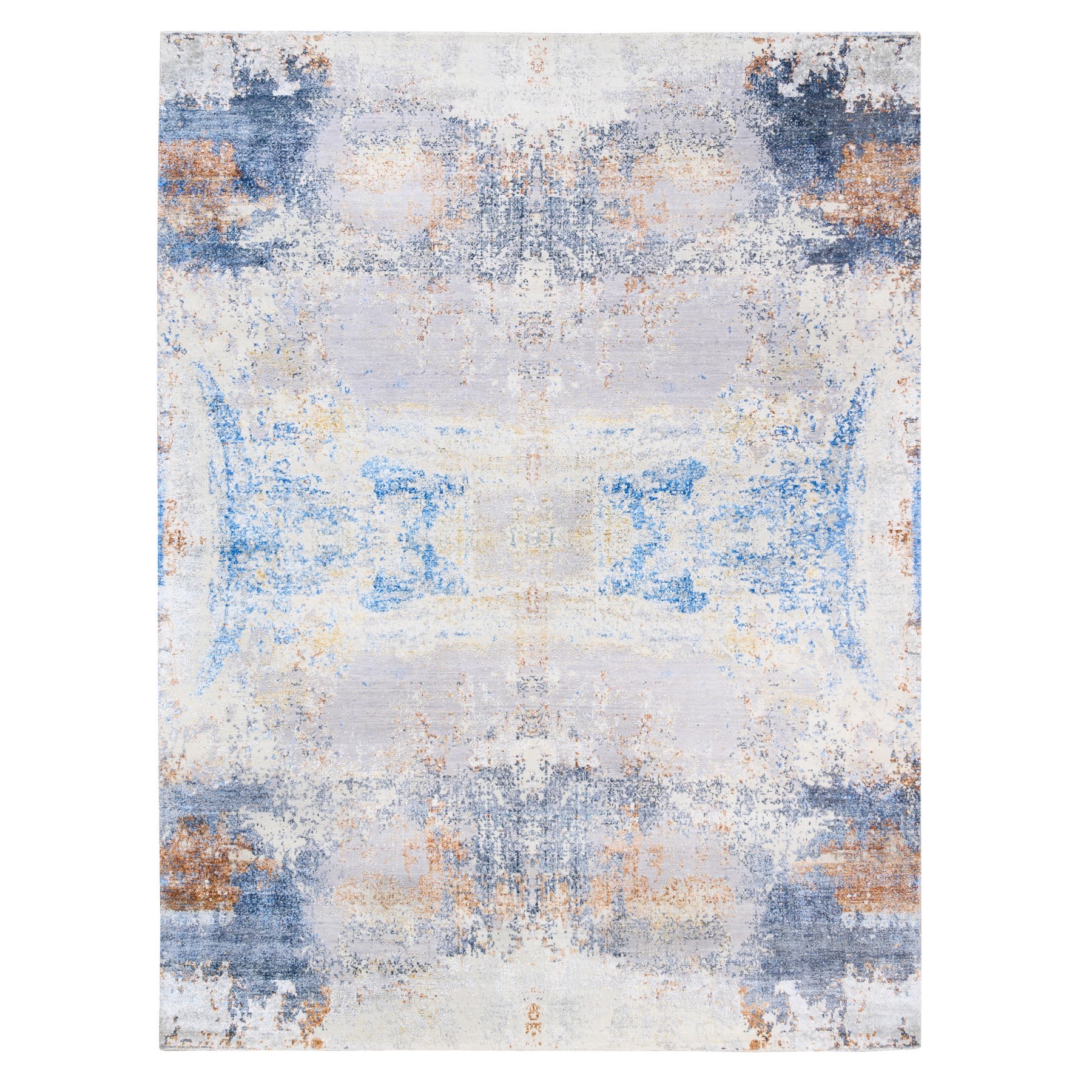 Mid Century Modern Collection Hand Knotted Blue Rug No: 1124800