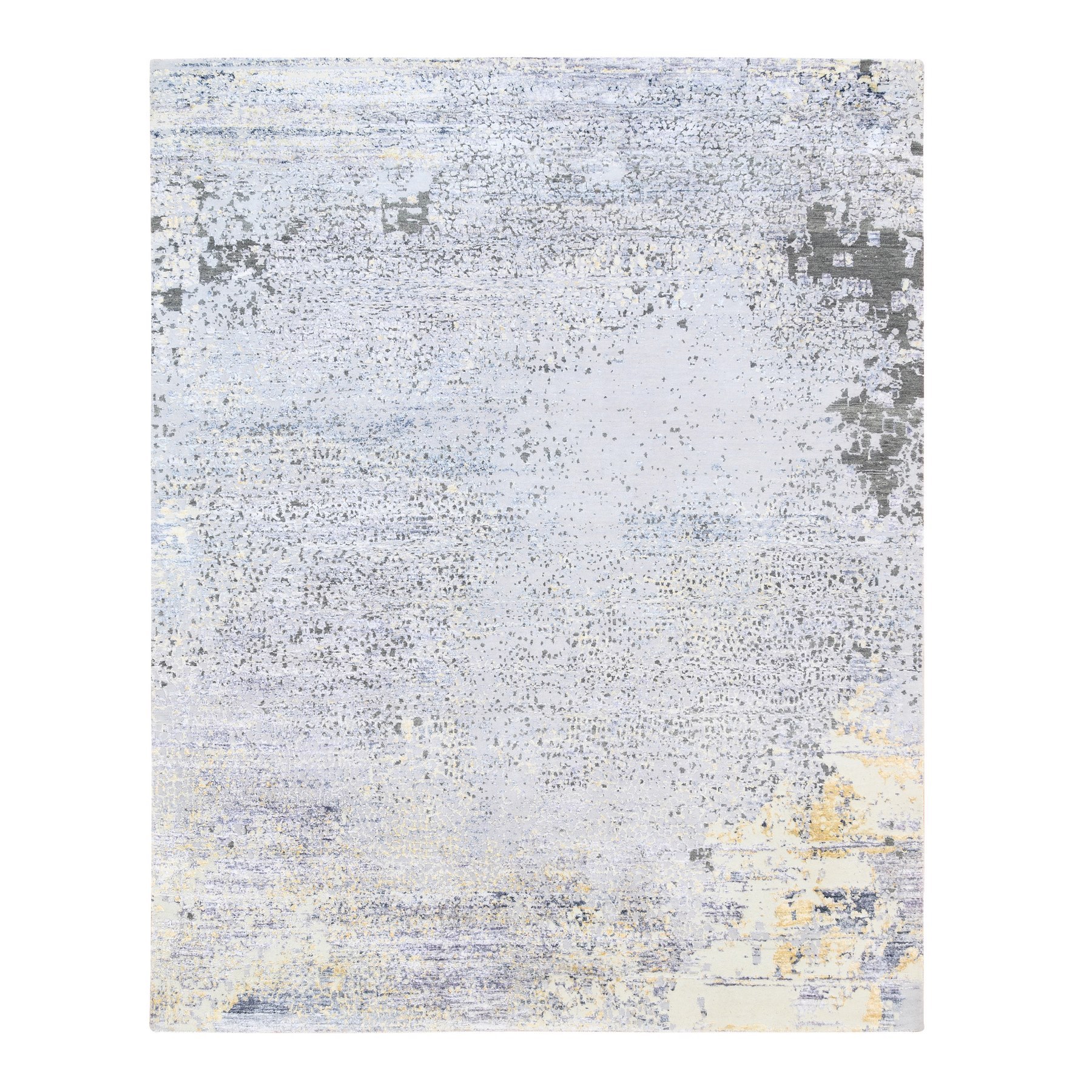 Mid Century Modern Collection Hand Knotted Grey Rug No: 1124846