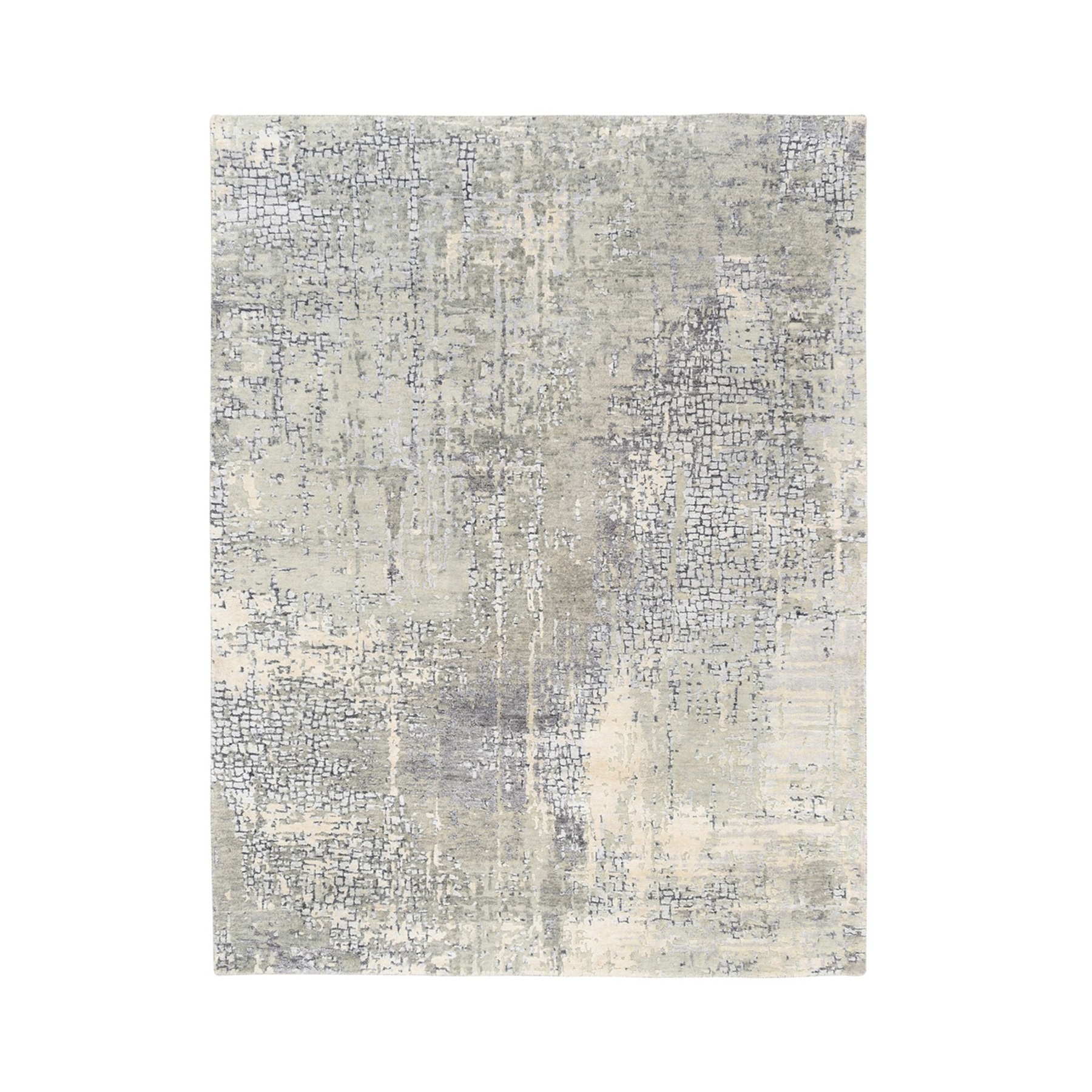 Mid Century Modern Collection Hand Knotted Grey Rug No: 1125362
