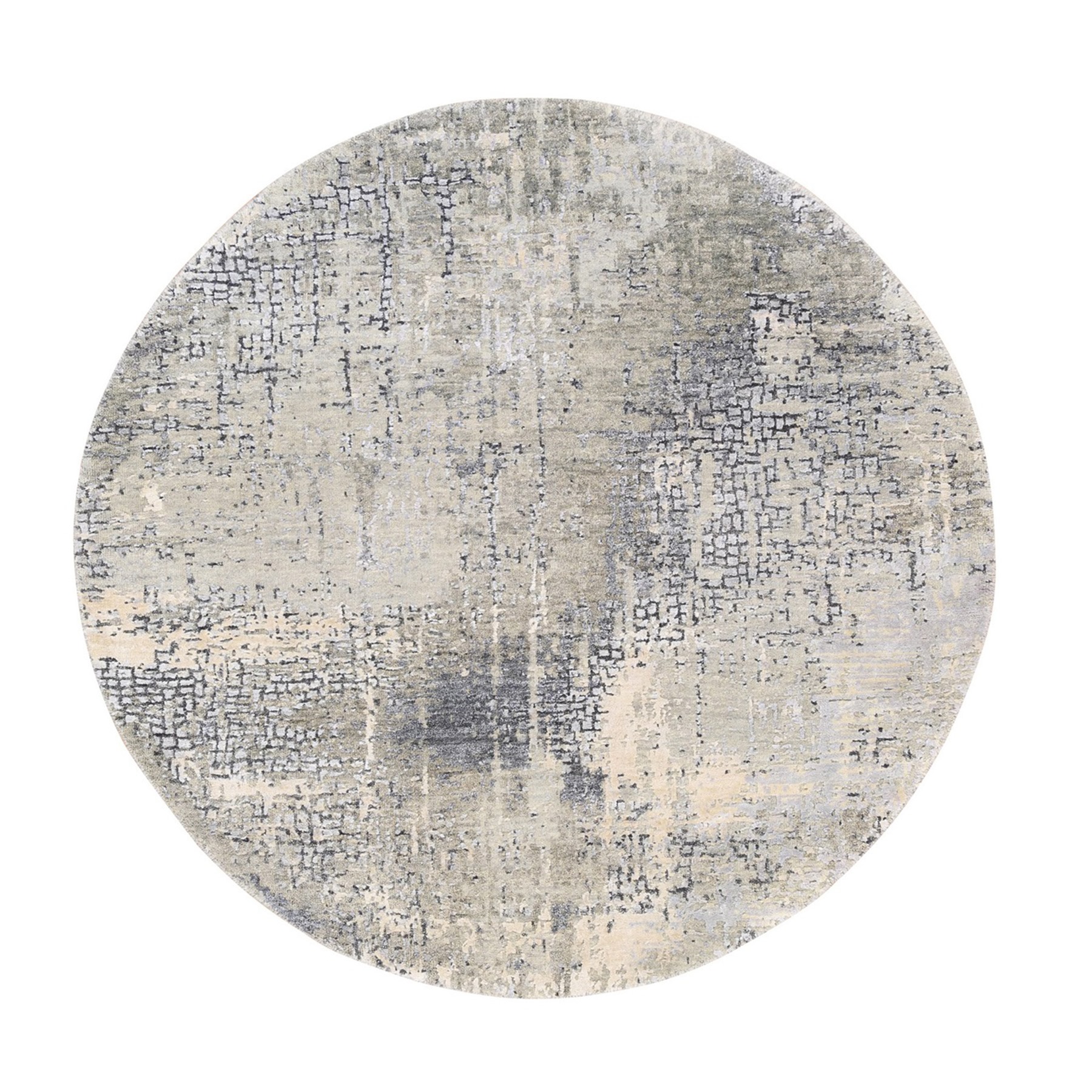 Mid Century Modern Collection Hand Knotted Grey Rug No: 1125366
