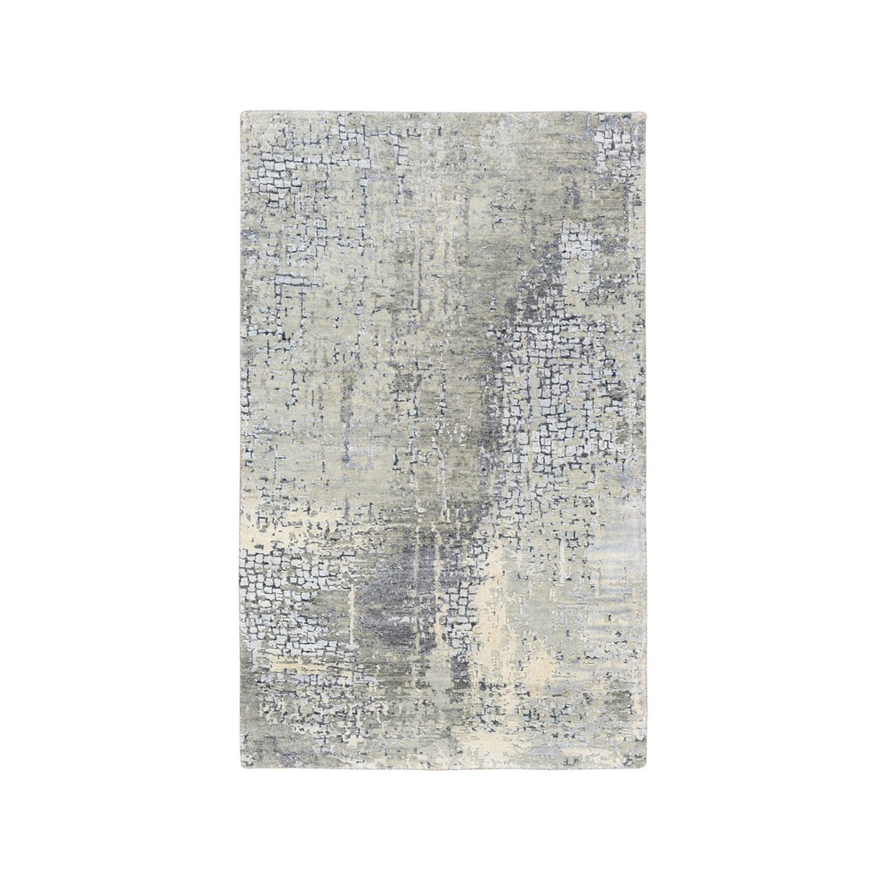 Mid Century Modern Collection Hand Knotted Grey Rug No: 1125372