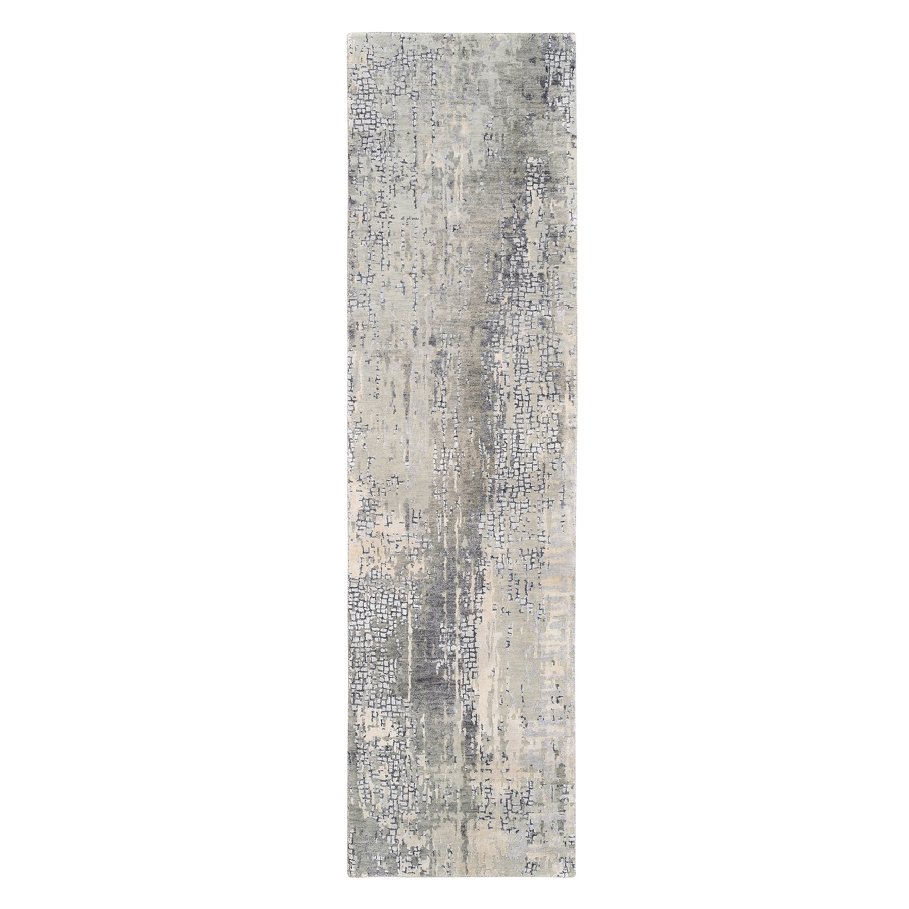 Mid Century Modern Collection Hand Knotted Grey Rug No: 1125374