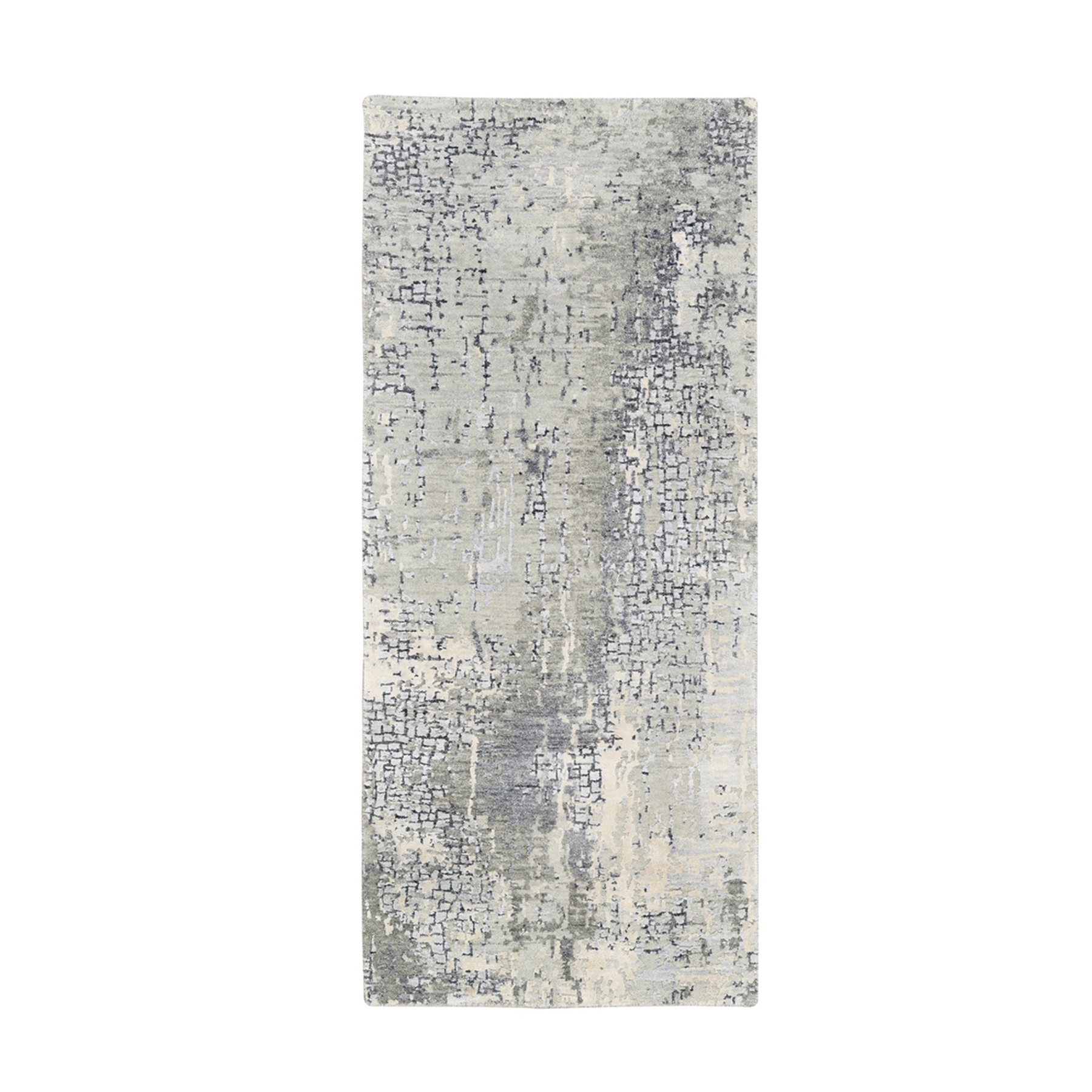 Mid Century Modern Collection Hand Knotted Grey Rug No: 1125382