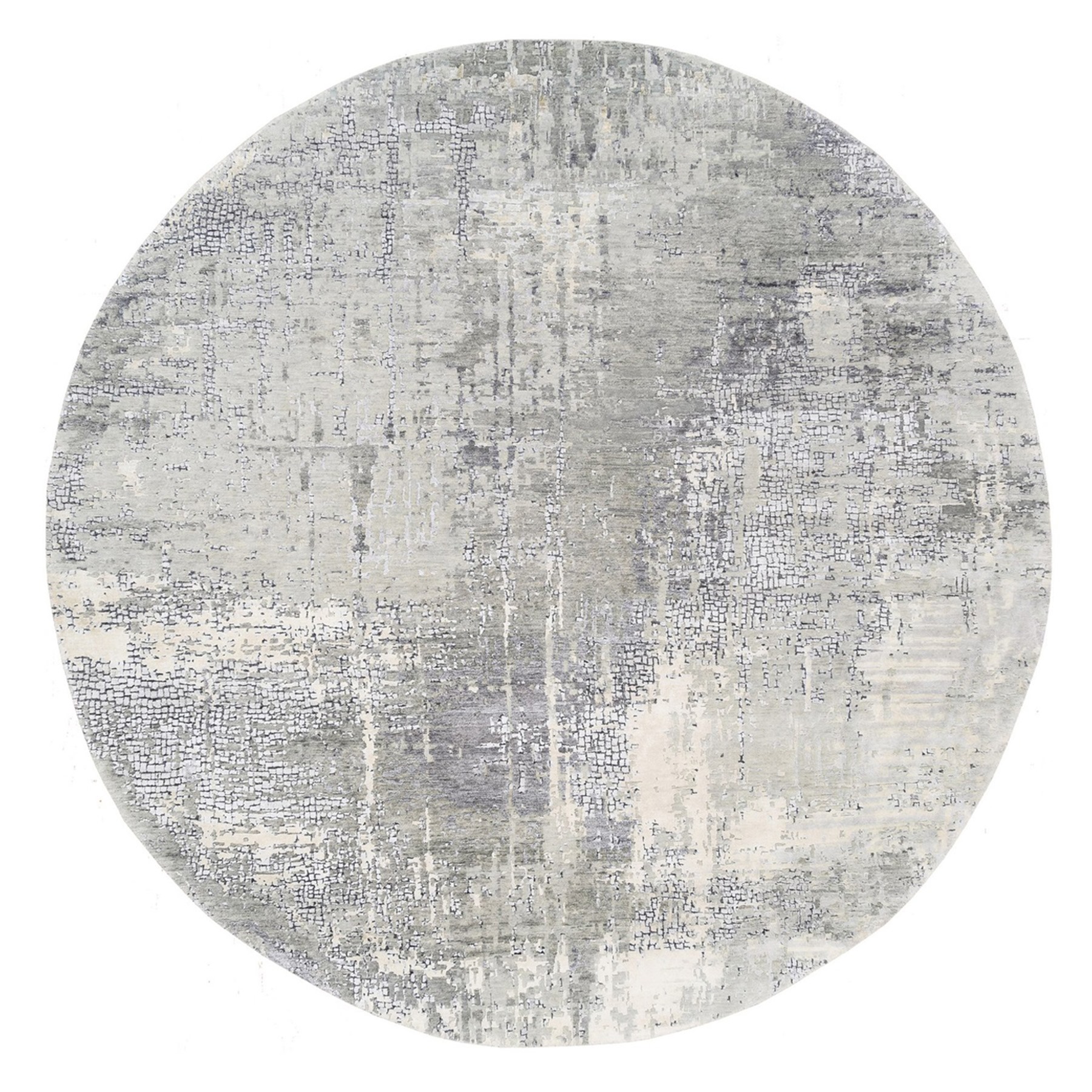 Mid Century Modern Collection Hand Knotted Grey Rug No: 1125384