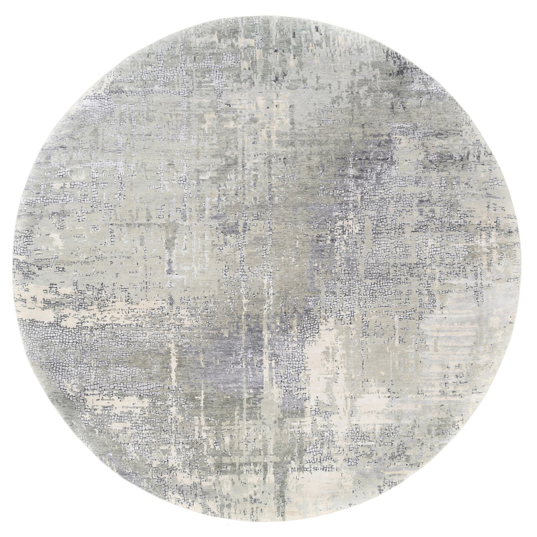Mid Century Modern Collection Hand Knotted Grey Rug No: 1125386