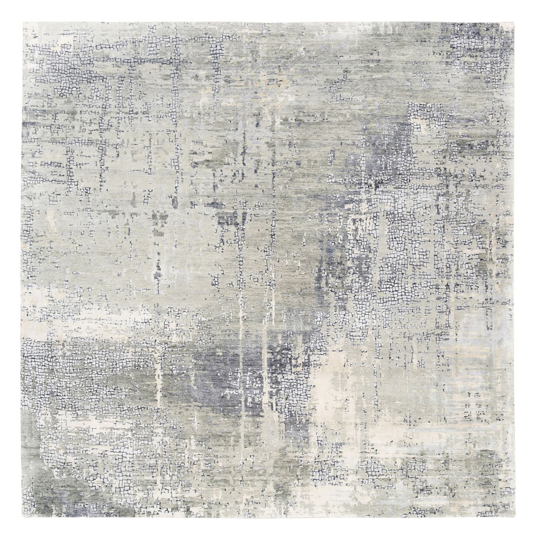 Mid Century Modern Collection Hand Knotted Grey Rug No: 1125388