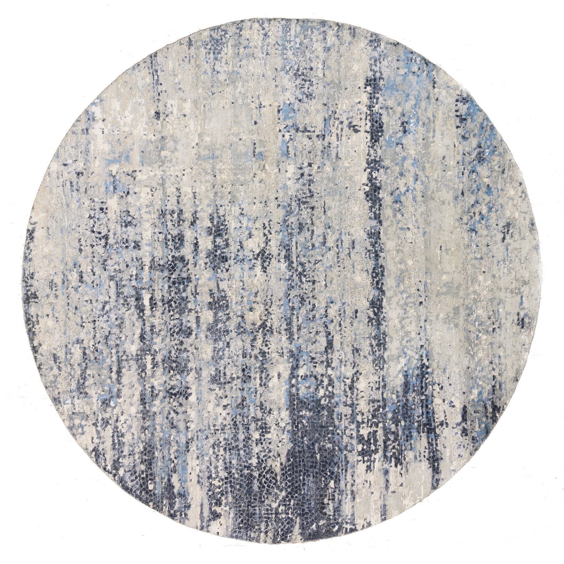 Mid Century Modern Collection Hand Knotted Blue Rug No: 1125742