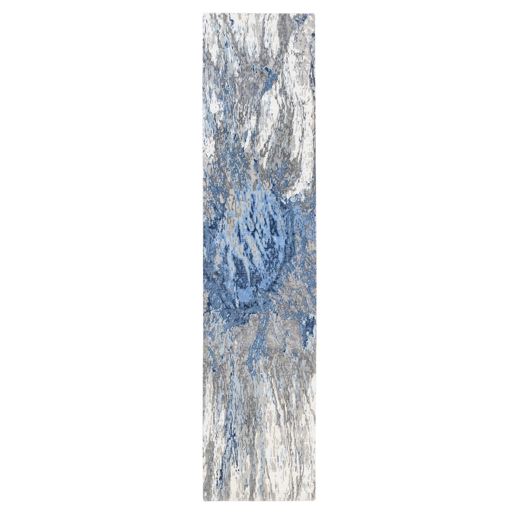 Mid Century Modern Collection Hand Knotted Blue Rug No: 1125760