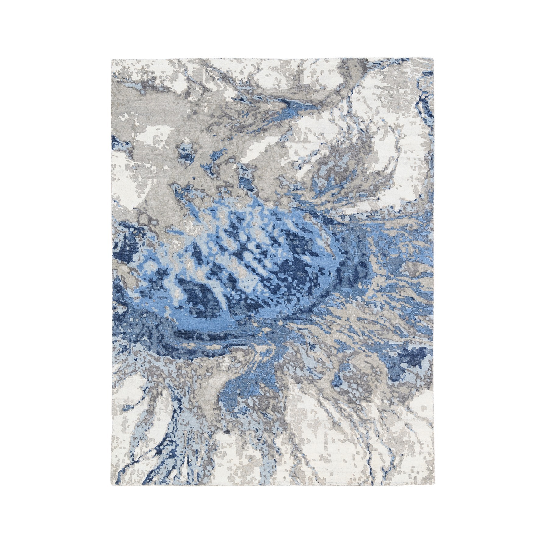 Mid Century Modern Collection Hand Knotted Ivory Rug No: 1125766