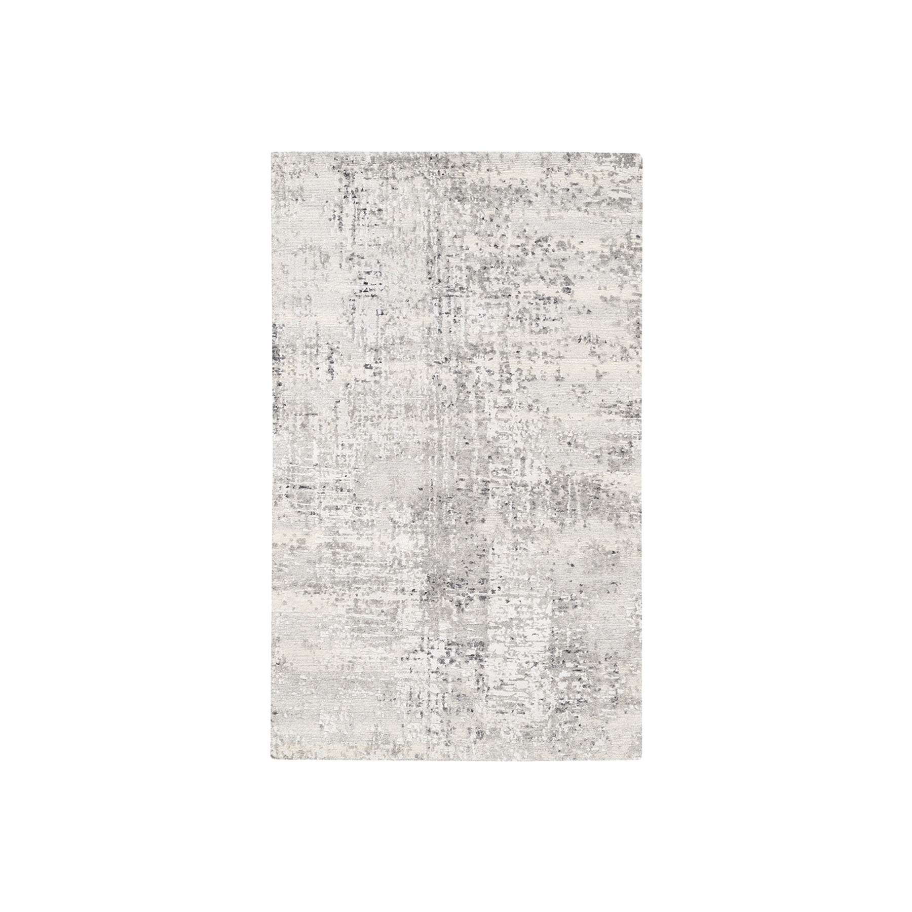 Mid Century Modern Collection Hand Knotted Grey Rug No: 1125816