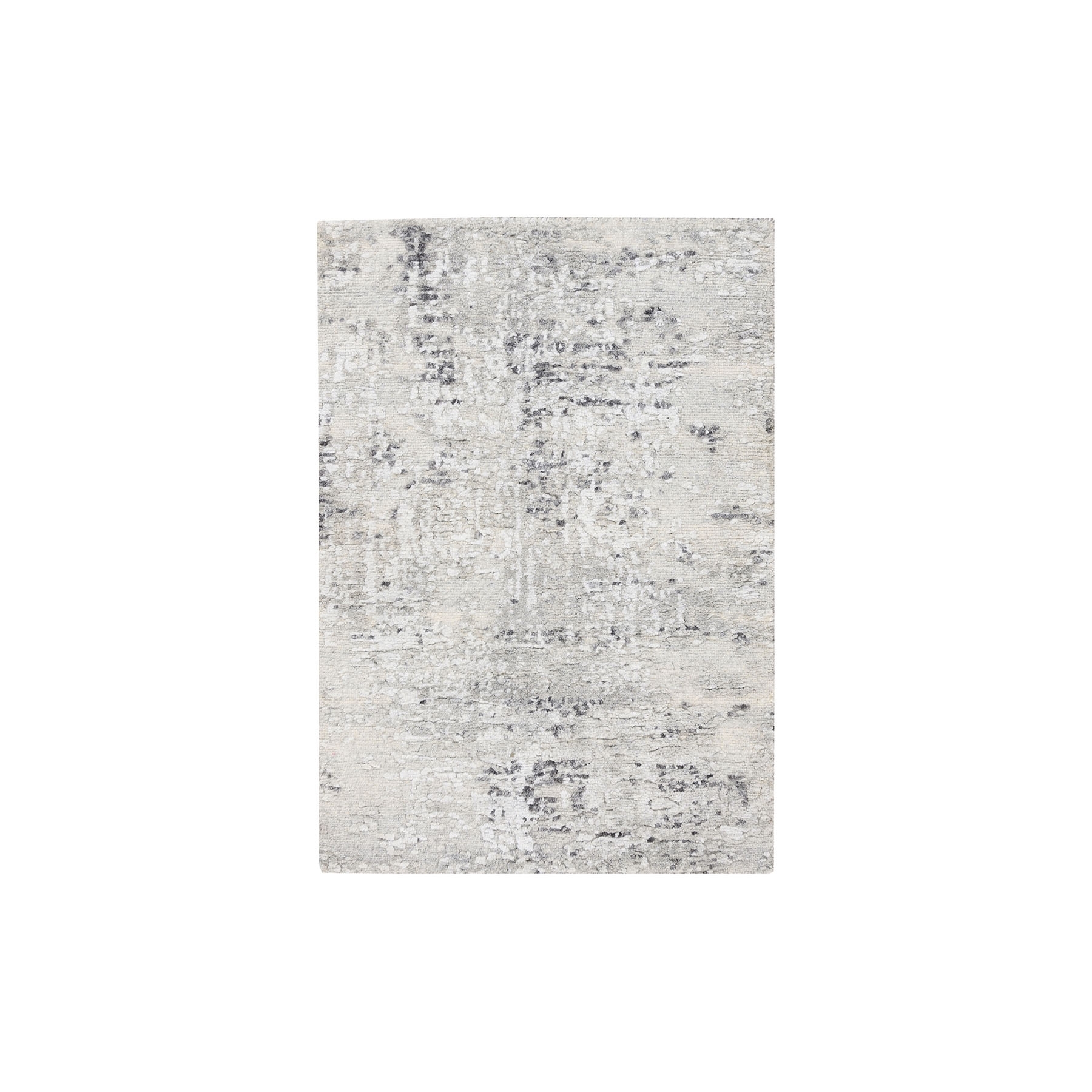 Mid Century Modern Collection Hand Knotted Grey Rug No: 1125818