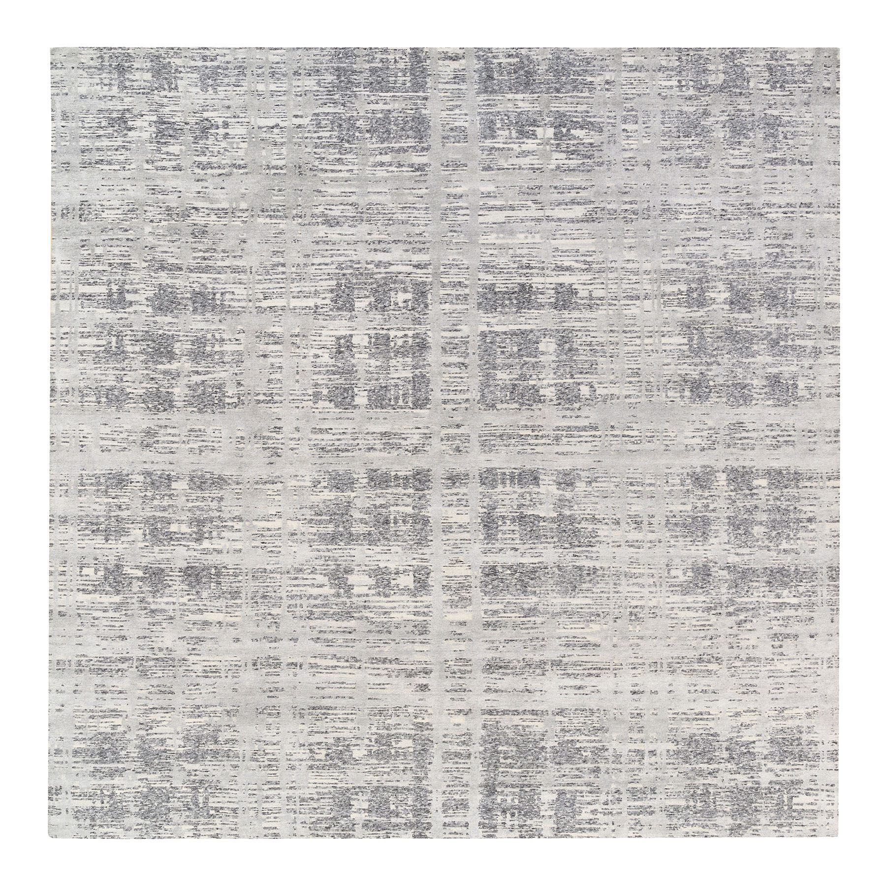 Mid Century Modern Collection Hand Knotted Grey Rug No: 1125858