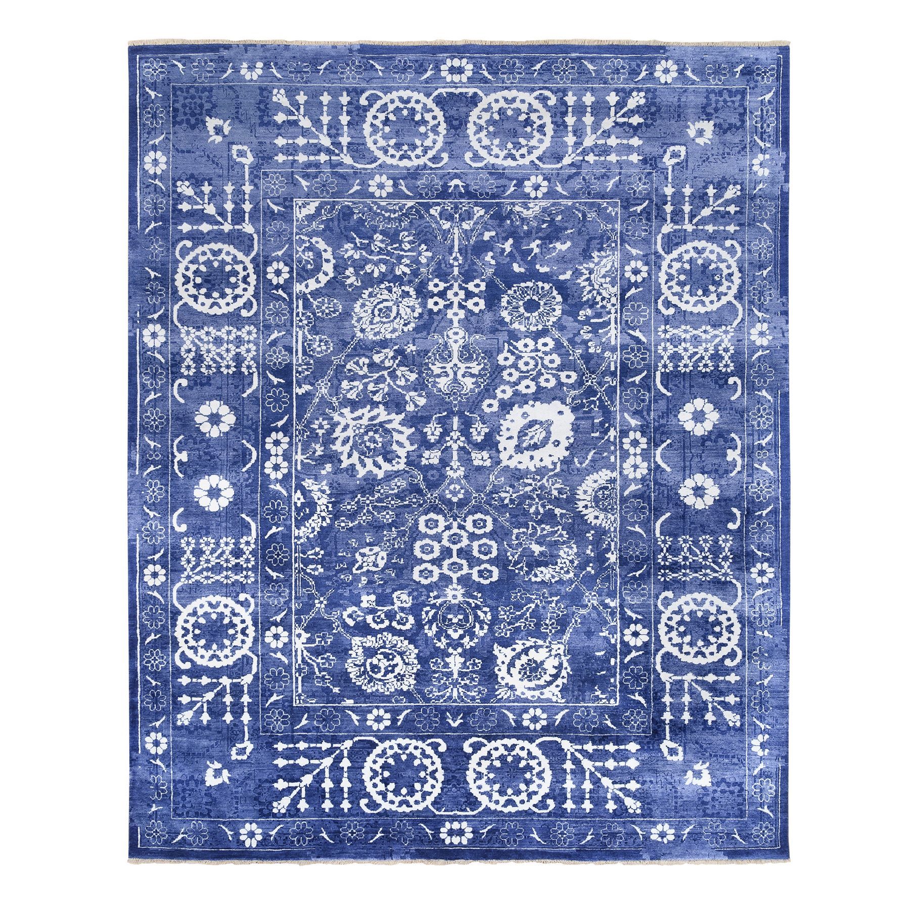 Transitional Hand Knotted Blue Rug No: 1125892
