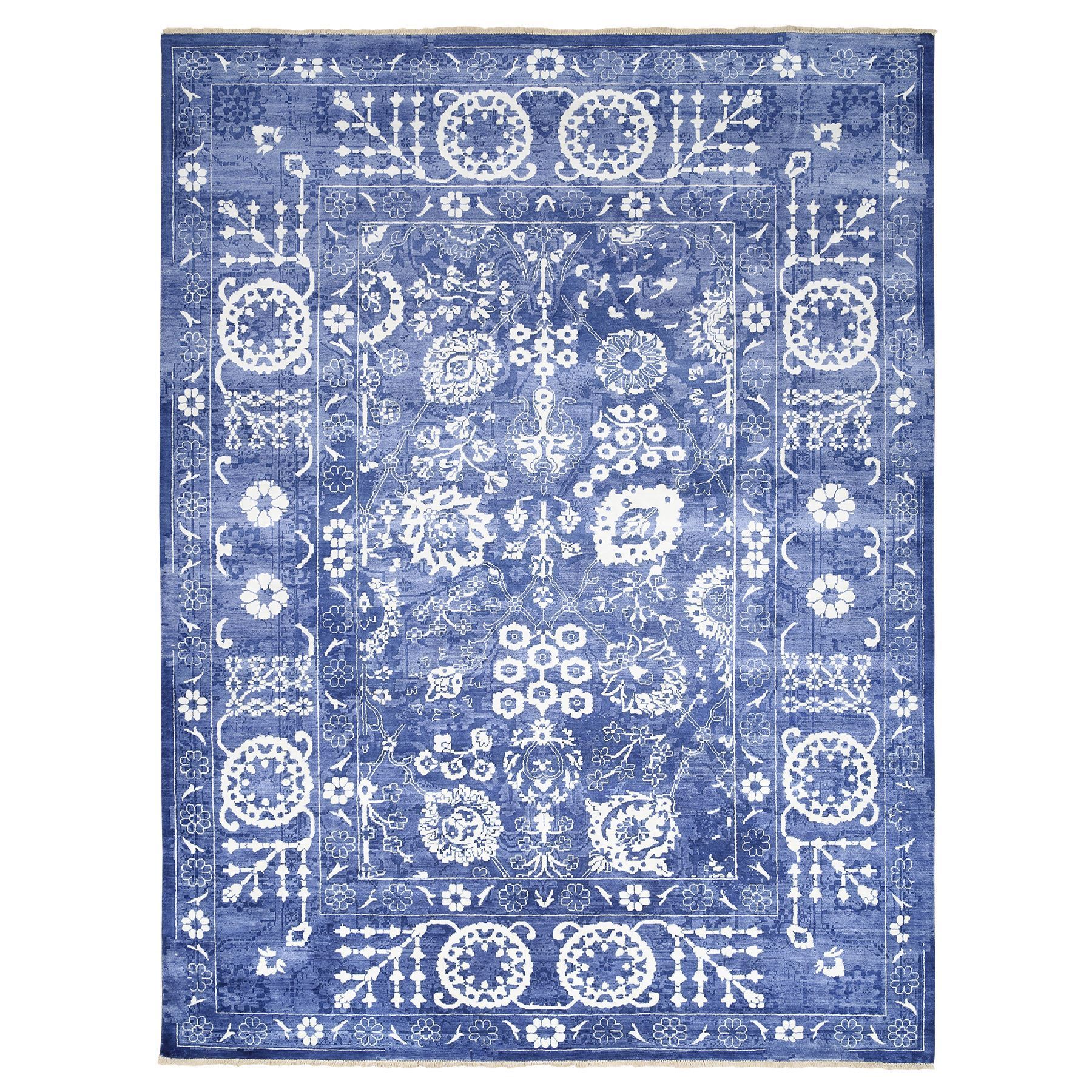 Transitional Hand Knotted Blue Rug No: 1125894