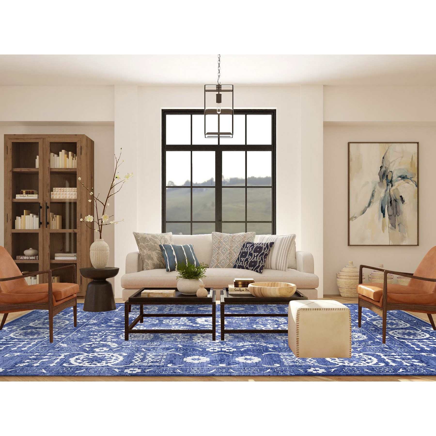 Transitional Hand Knotted Blue 1125894 Rug