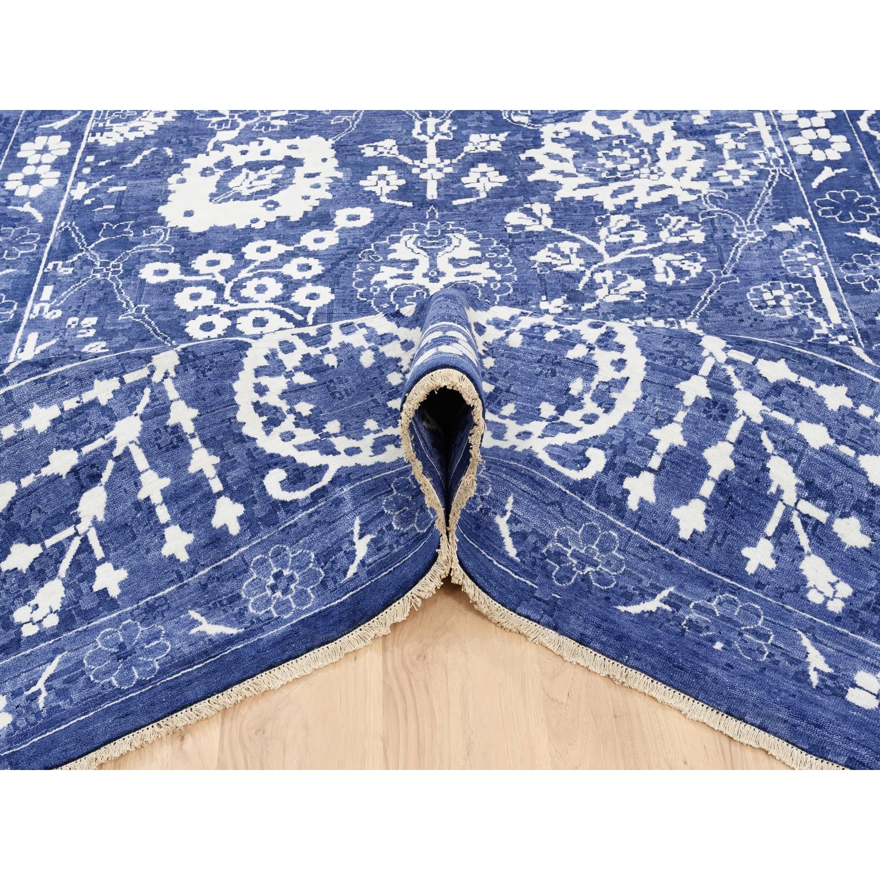 Transitional Hand Knotted Blue 1125894 Rug
