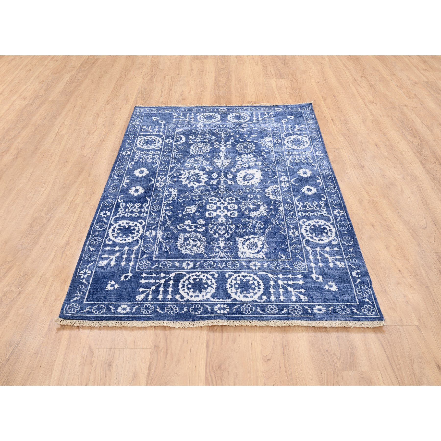 Transitional Hand Knotted Blue 1125924 Rug