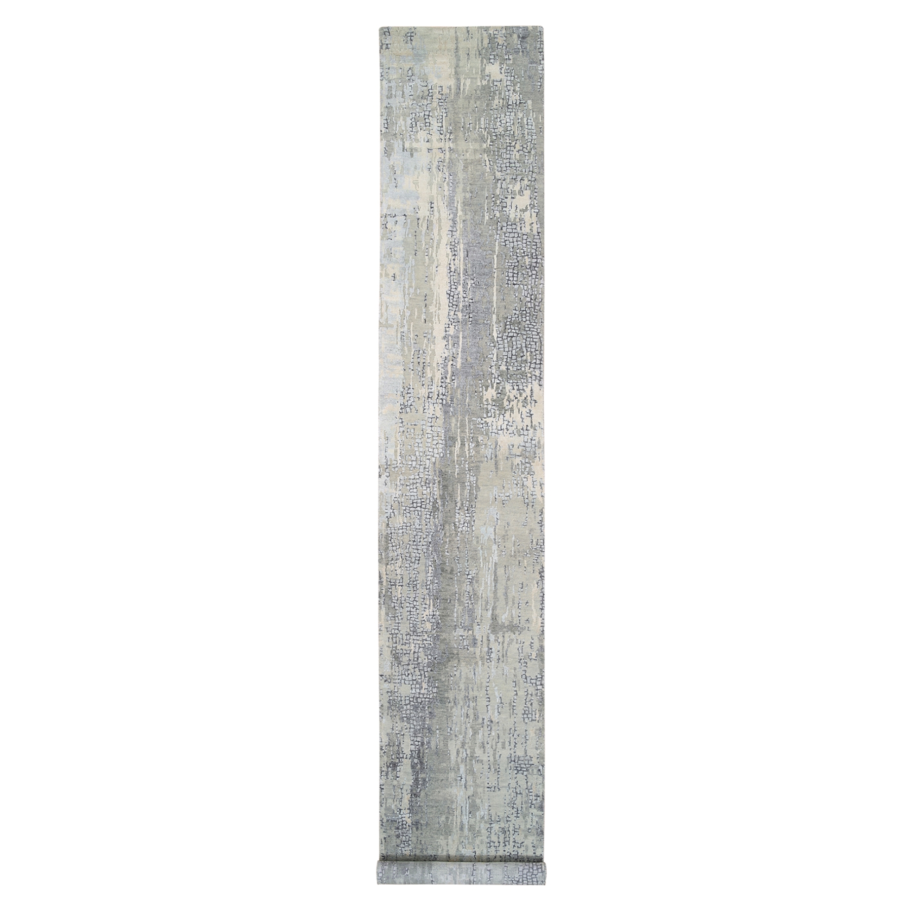 Mid Century Modern Collection Hand Knotted Grey Rug No: 1126126