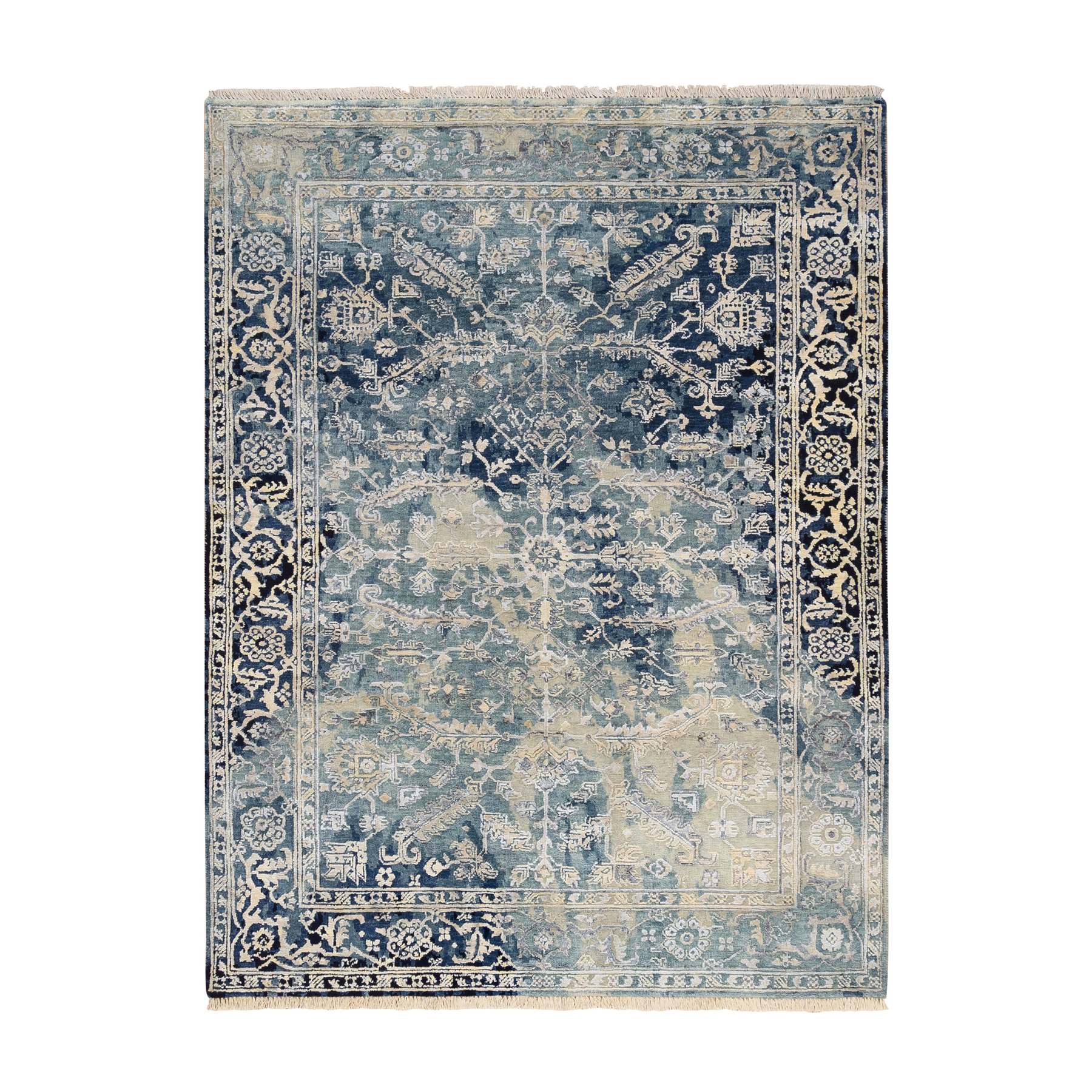  Silk Hand-Knotted Area Rug 5'0